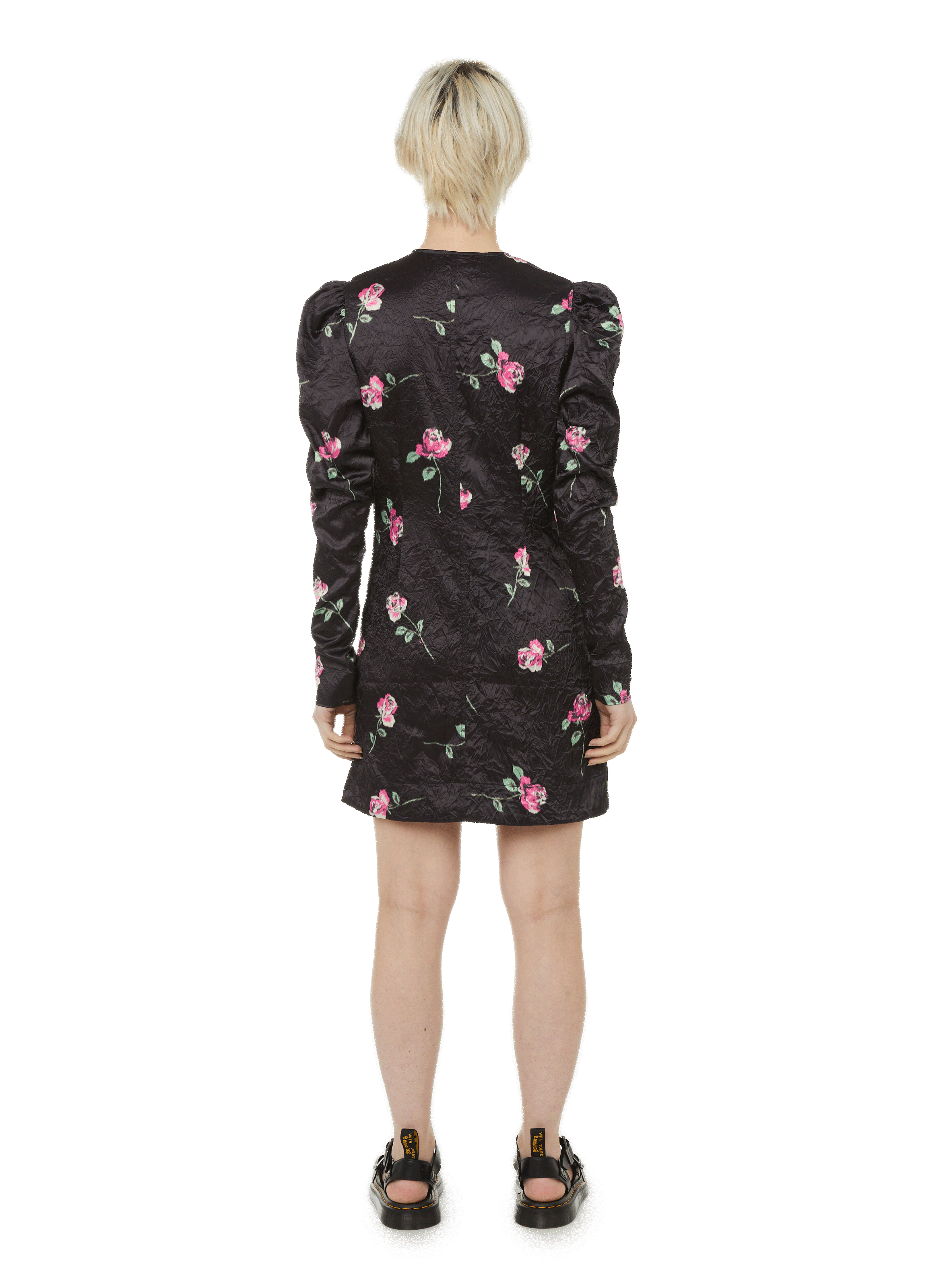 Robe en satin froissé GANNI Noir