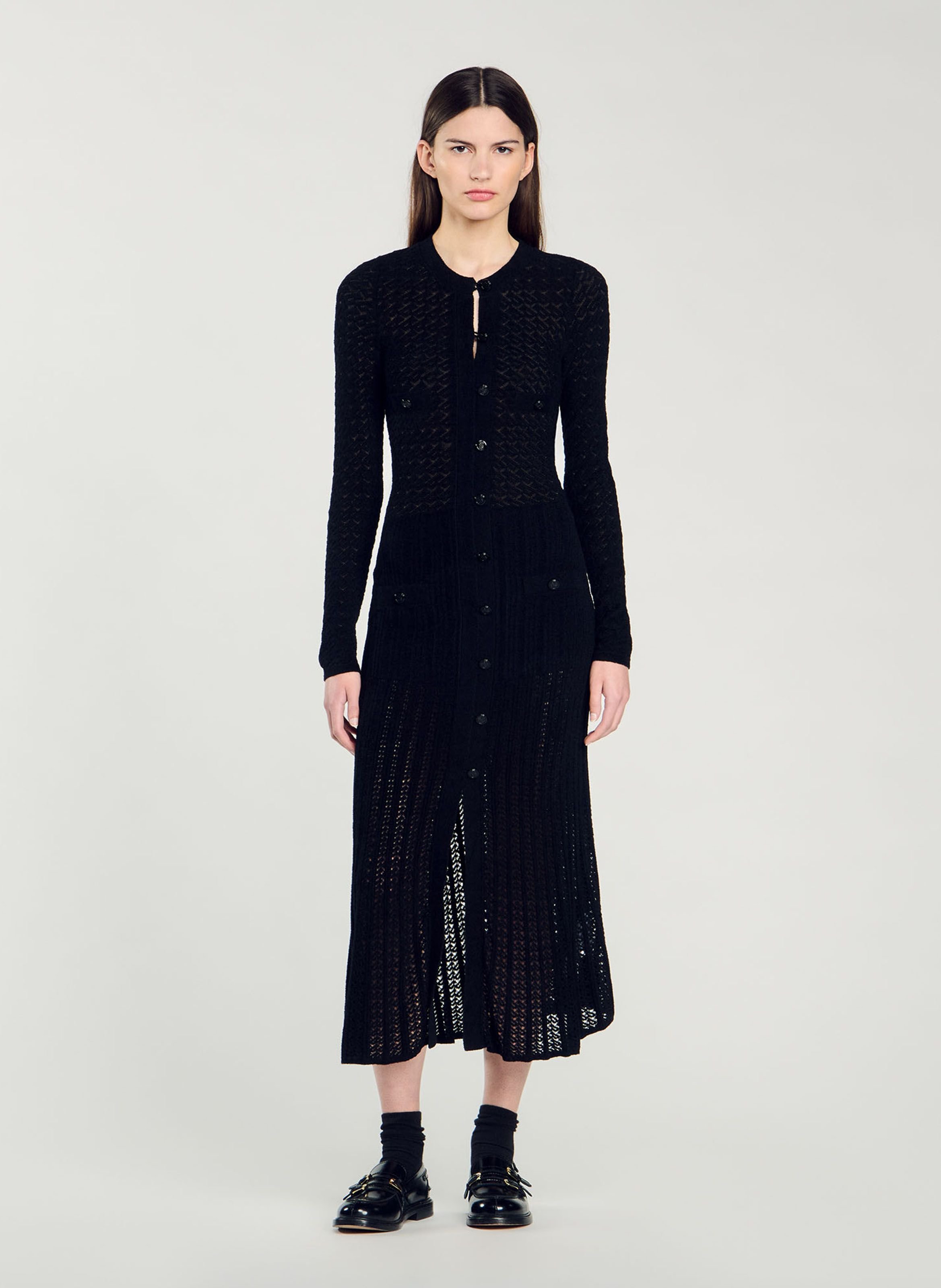 Robe Longue Maxi Sandro - Noir - Taille 36 - Viscose - Neuf Sans étiquette