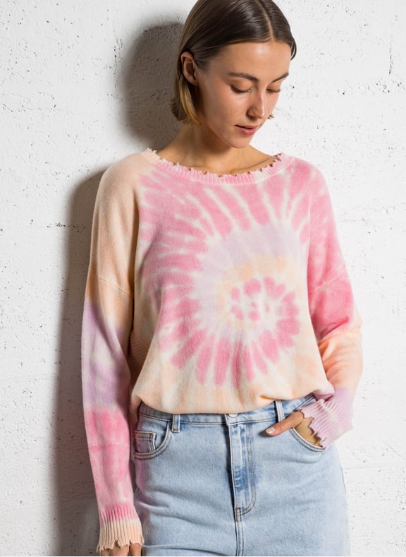 Pull tie-and-dye en cachemire mela sunny Rose by KUJTEN KUJTEN Pull tie-and-dye en cachemire mela sunny Rose