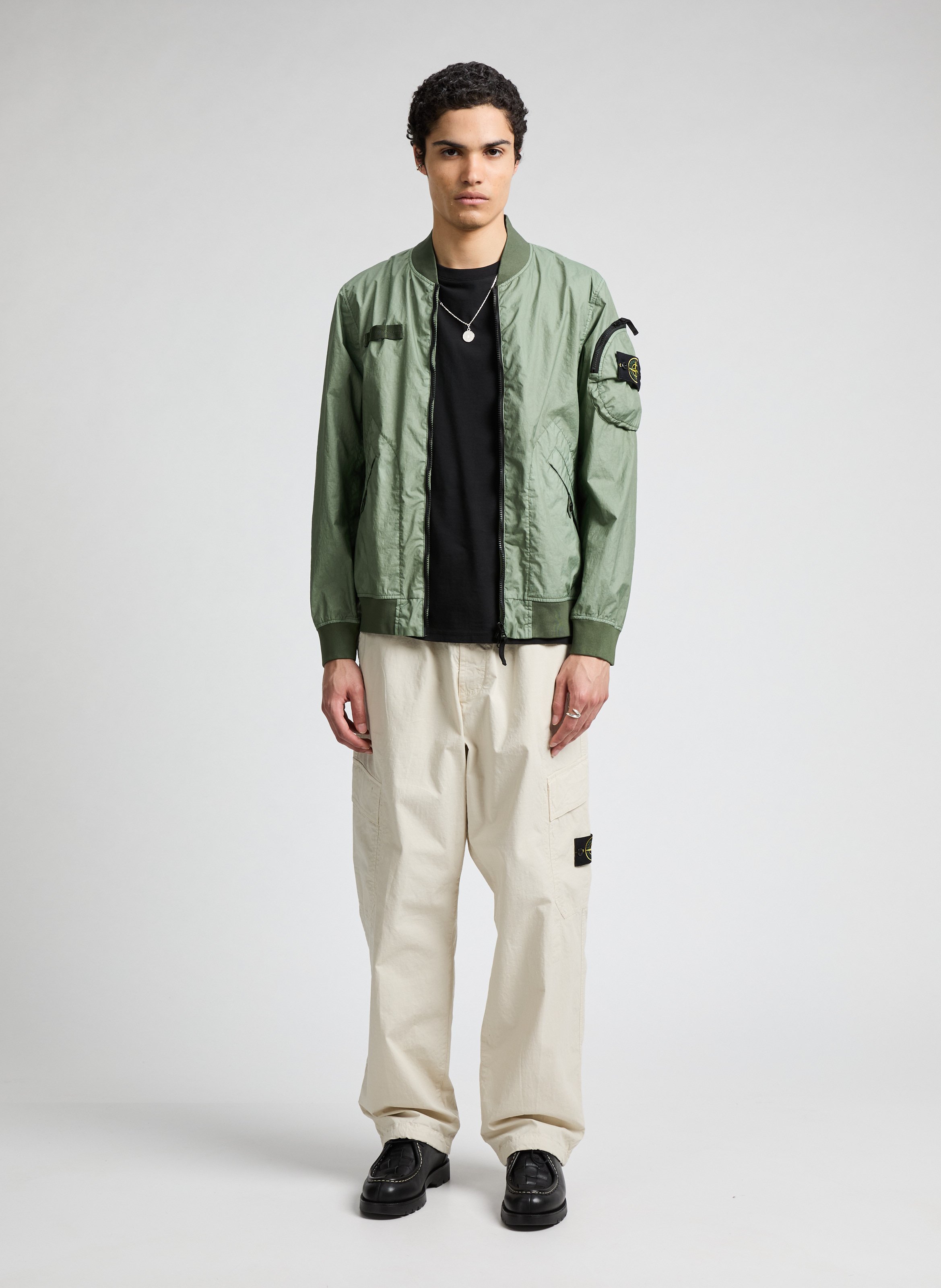 Plain bomber jacket STONE ISLAND Green