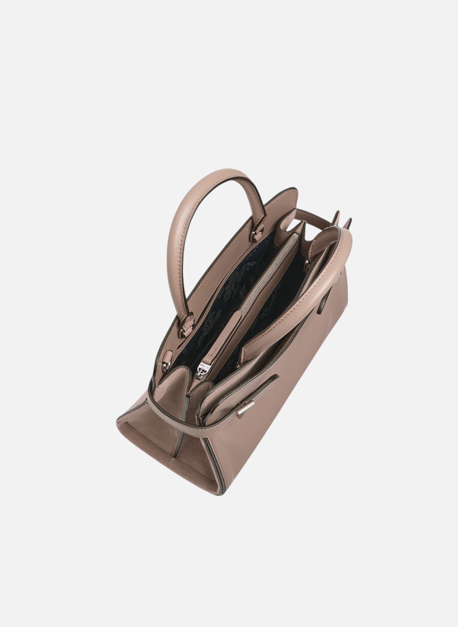 Sac à main moyen modèle emie en cuir lisse et nubuck LE TANNEUR Gris