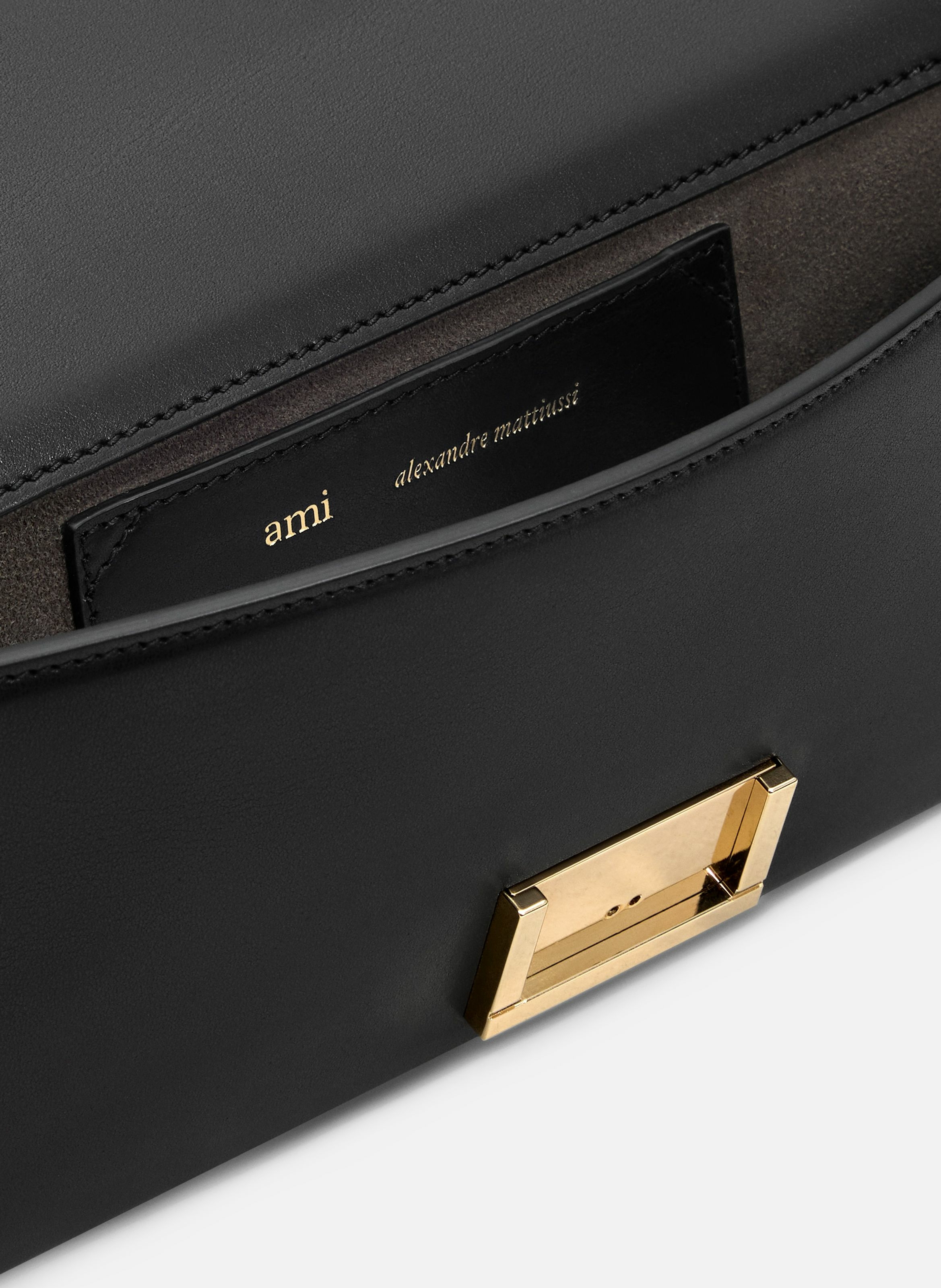 Pochette mimi en cuir lisse unisexe AMI PARIS Noir