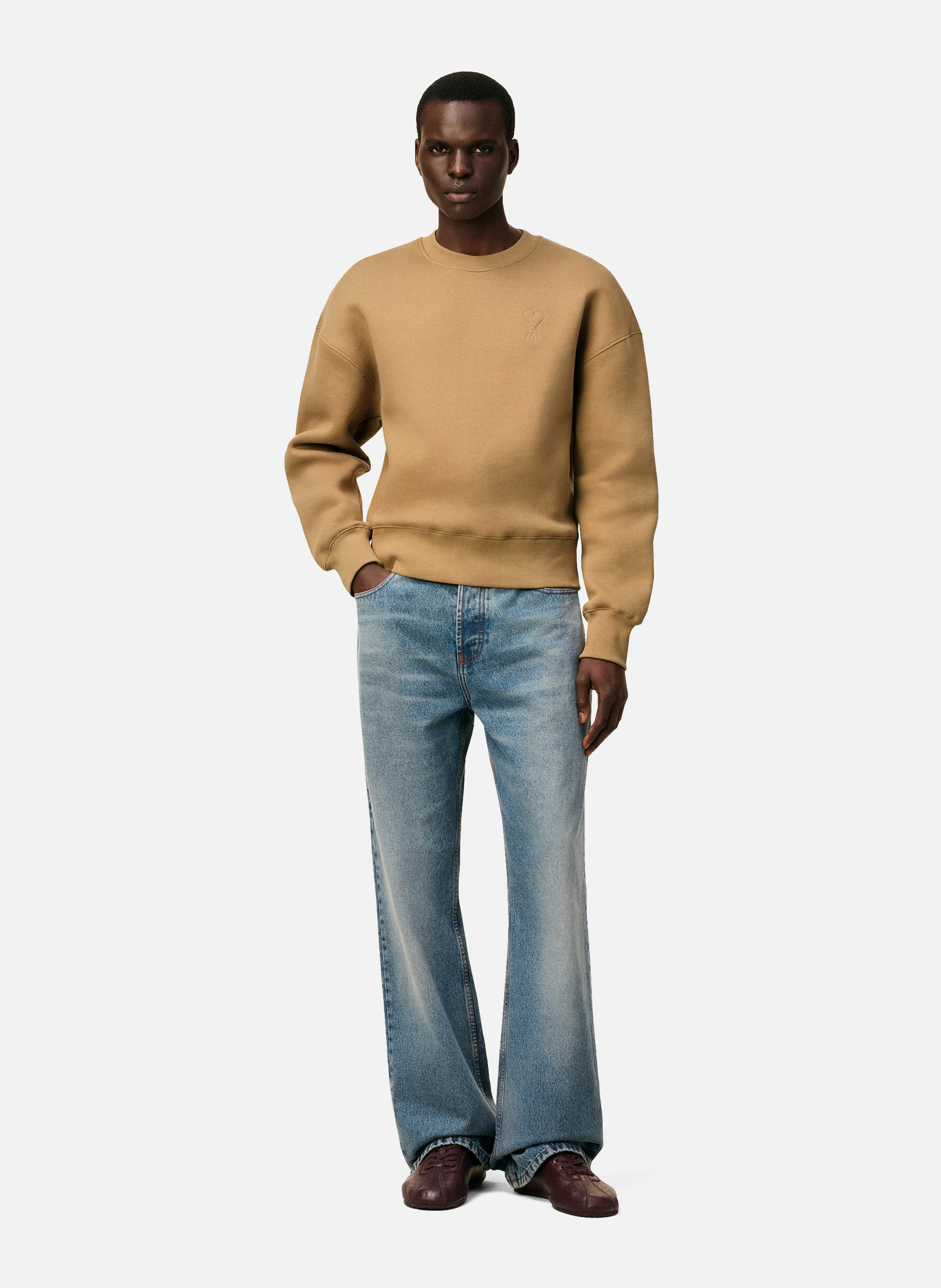 Sweatshirt ami de coeur en coton unisexe AMI PARIS Marron