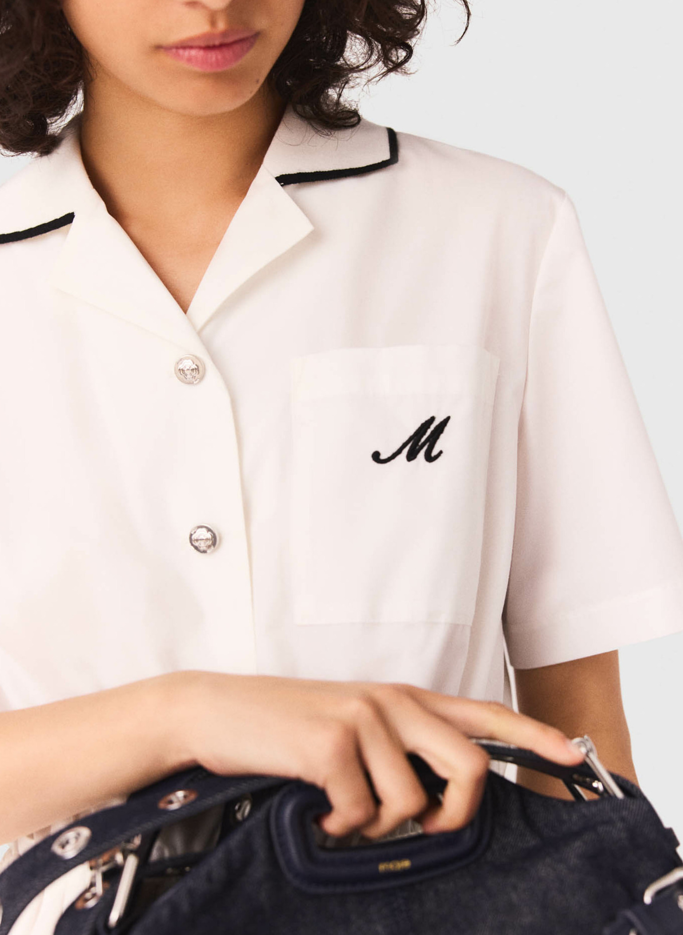 Robe courte col chemise Blanc