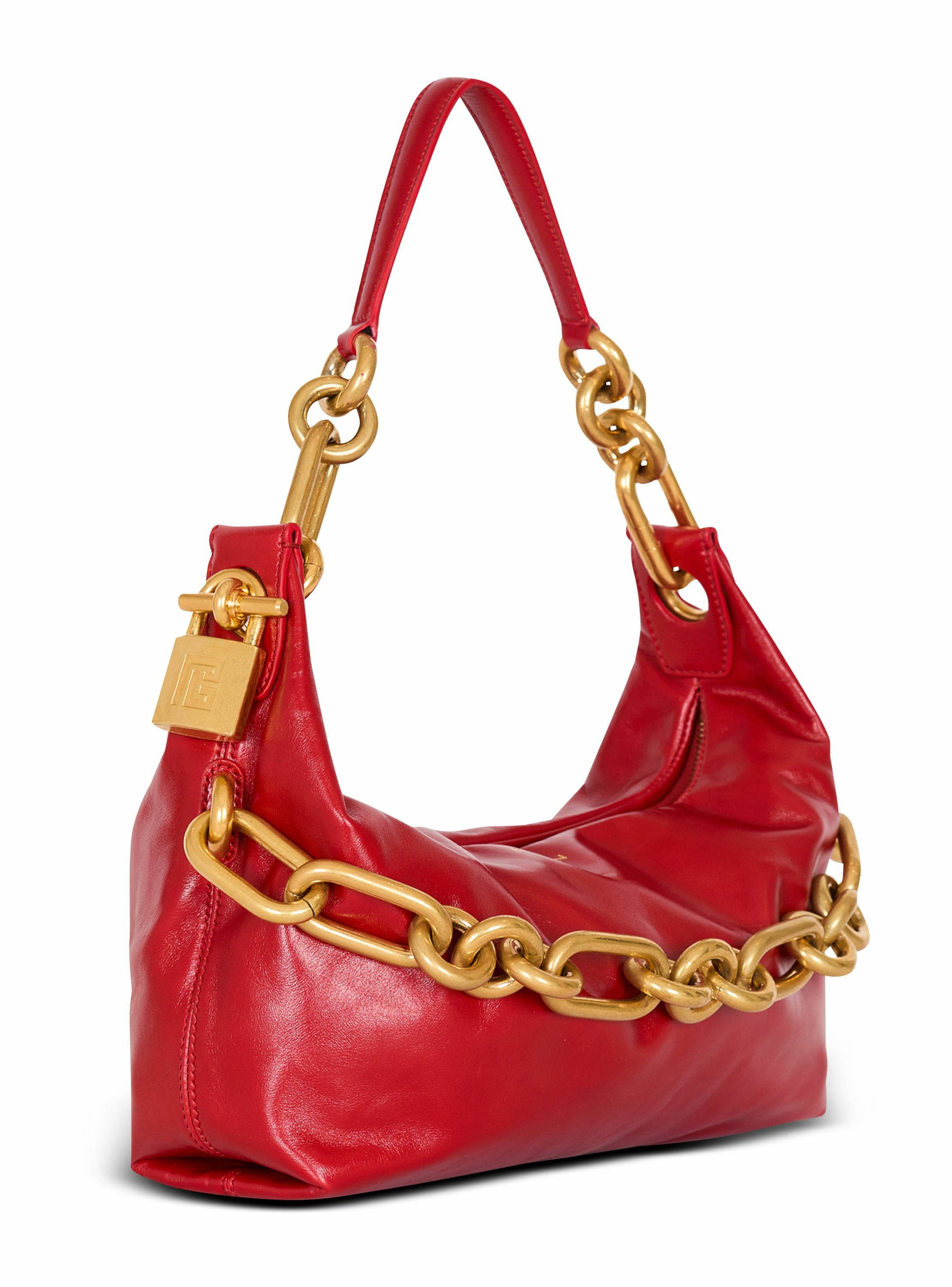 Sac sync medium en cuir de veau BALMAIN Rouge