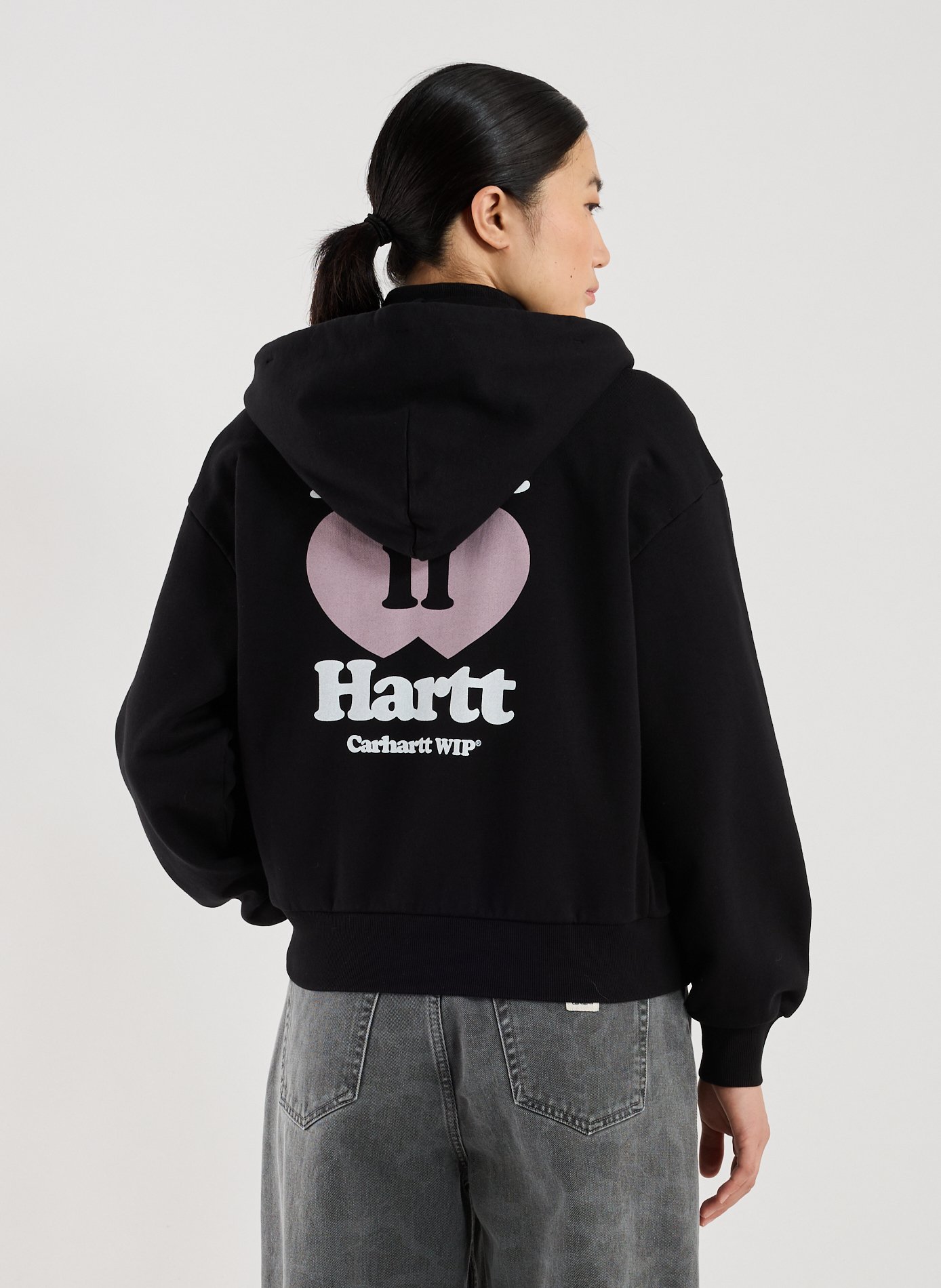 Hoodie zippé imprimé en coton CARHARTT WIP Noir