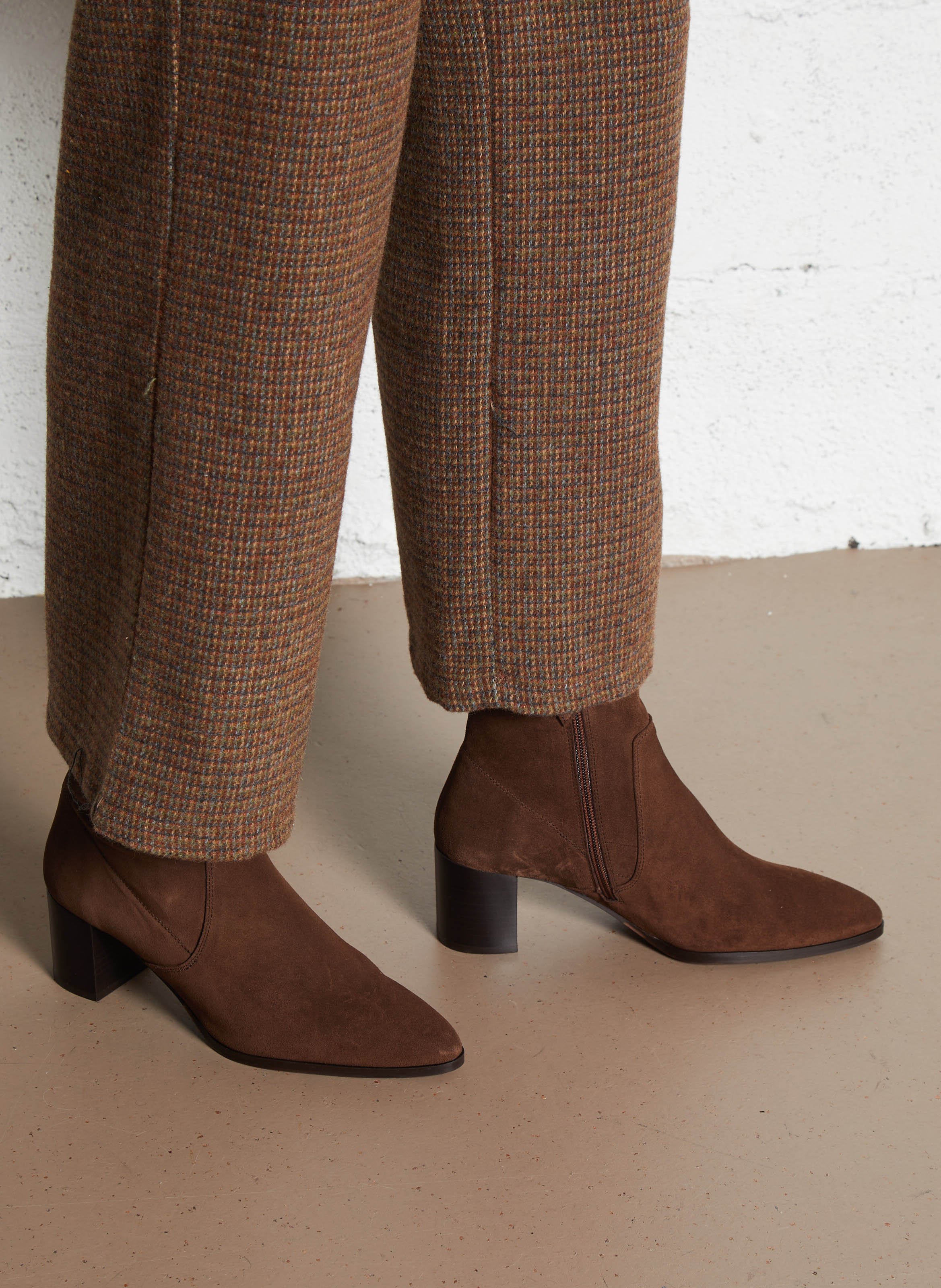 Bottines à talons en cuir n°556 RIVECOUR Marron