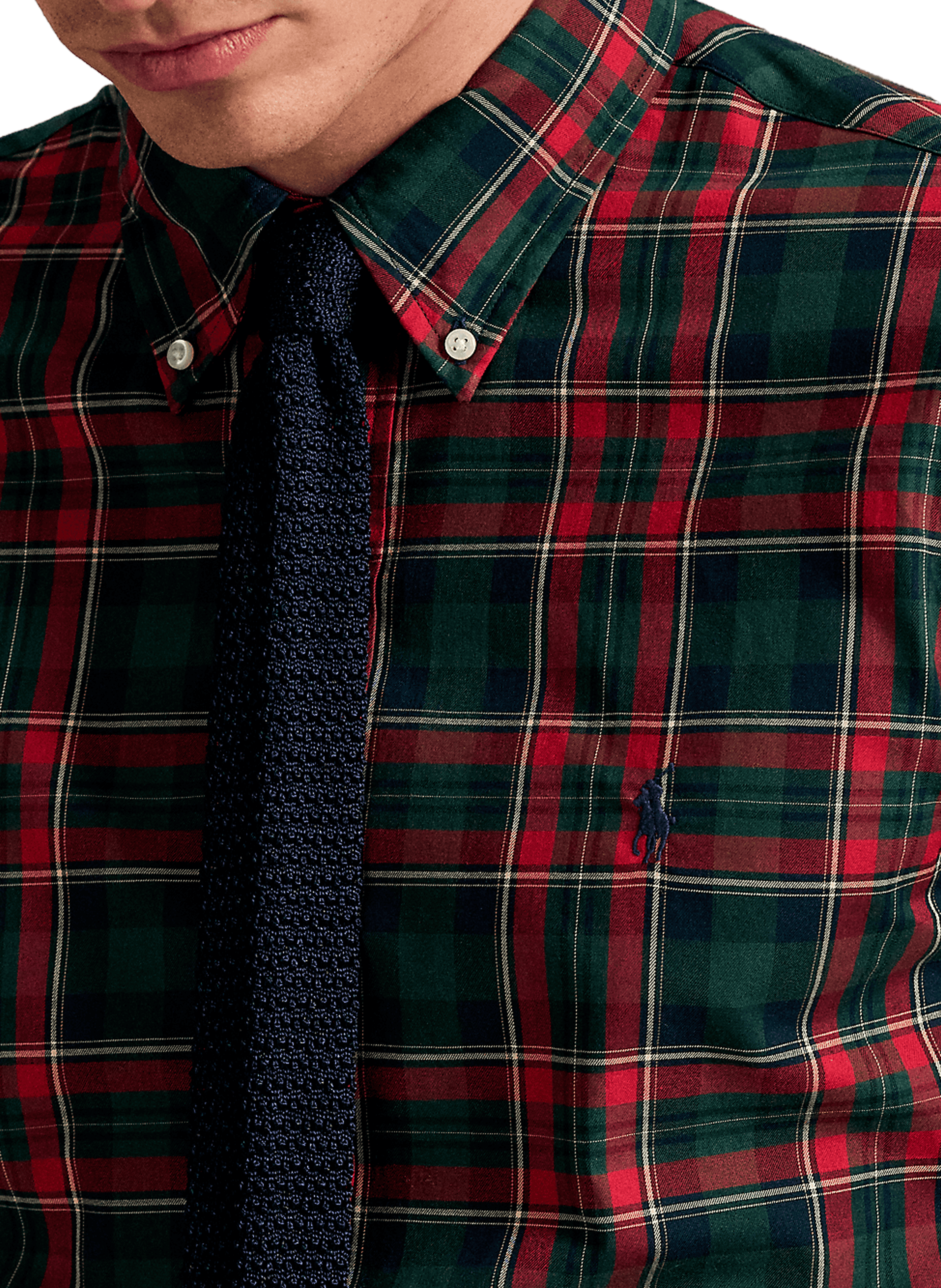 Chemise col américain à carreaux en coton POLO RALPH LAUREN Vert