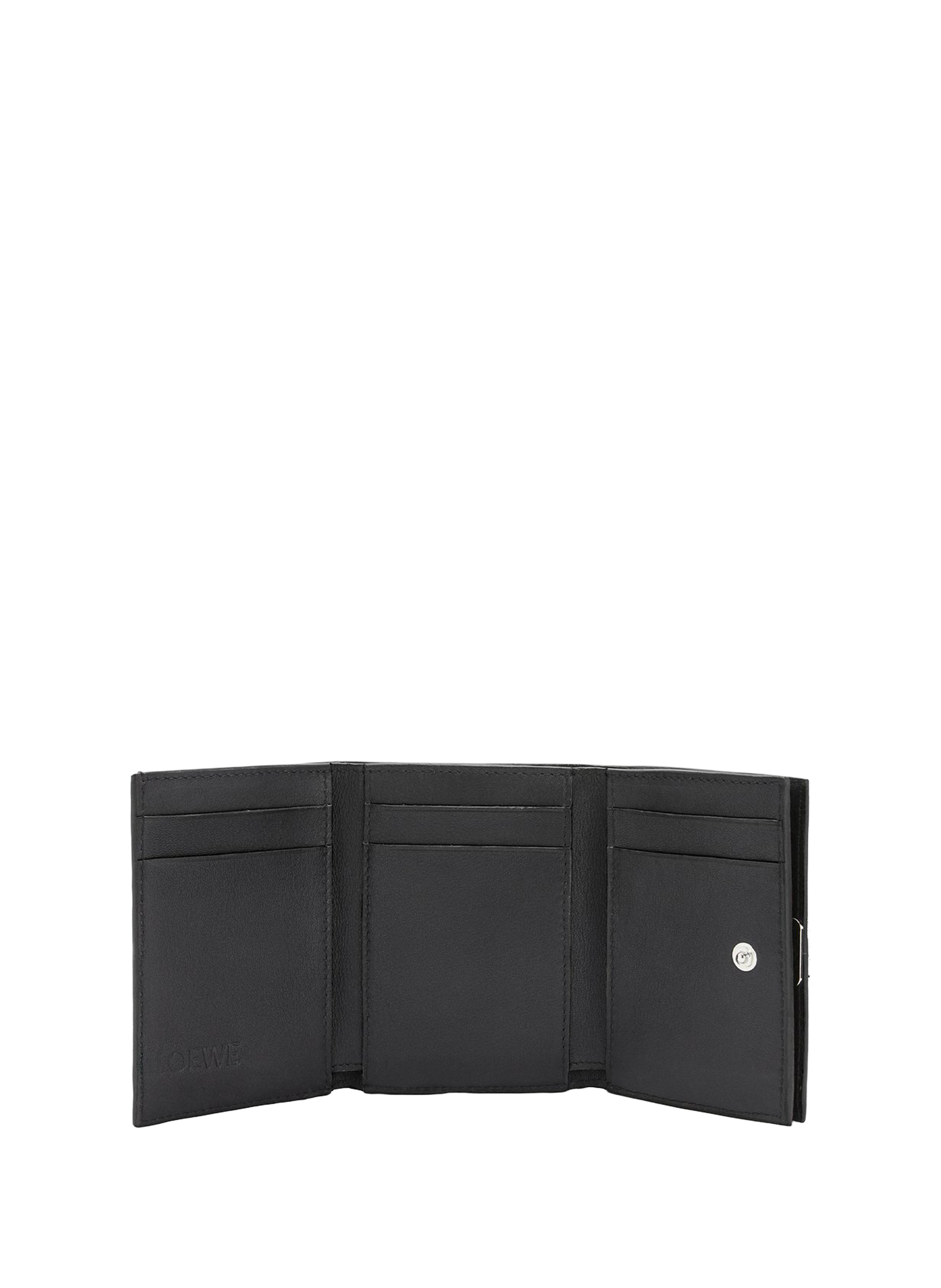 Three-fold Anagram calfskin leather wallet LOEWE Black