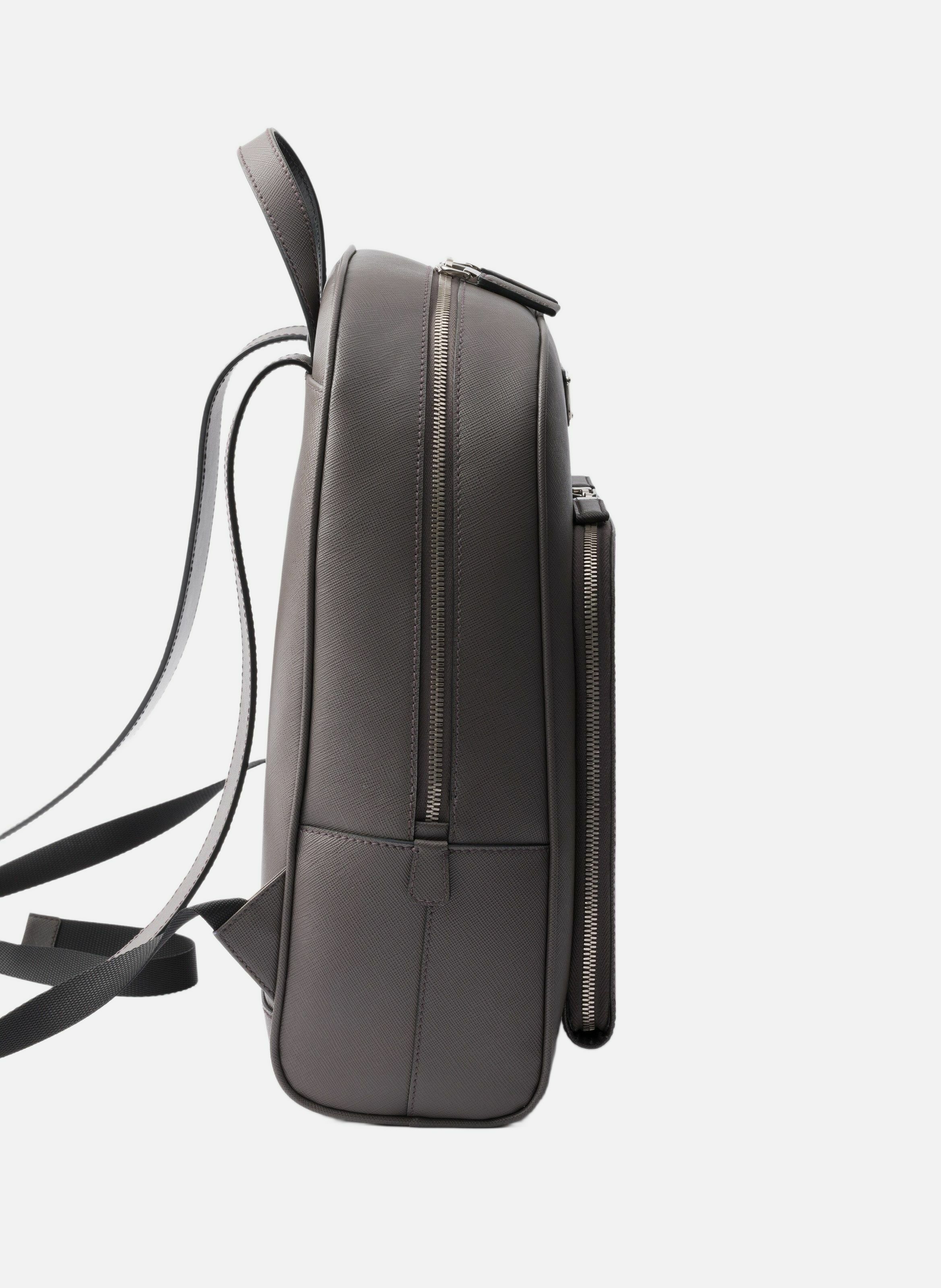 Sac à dos en cuir saffiano PRADA Gris