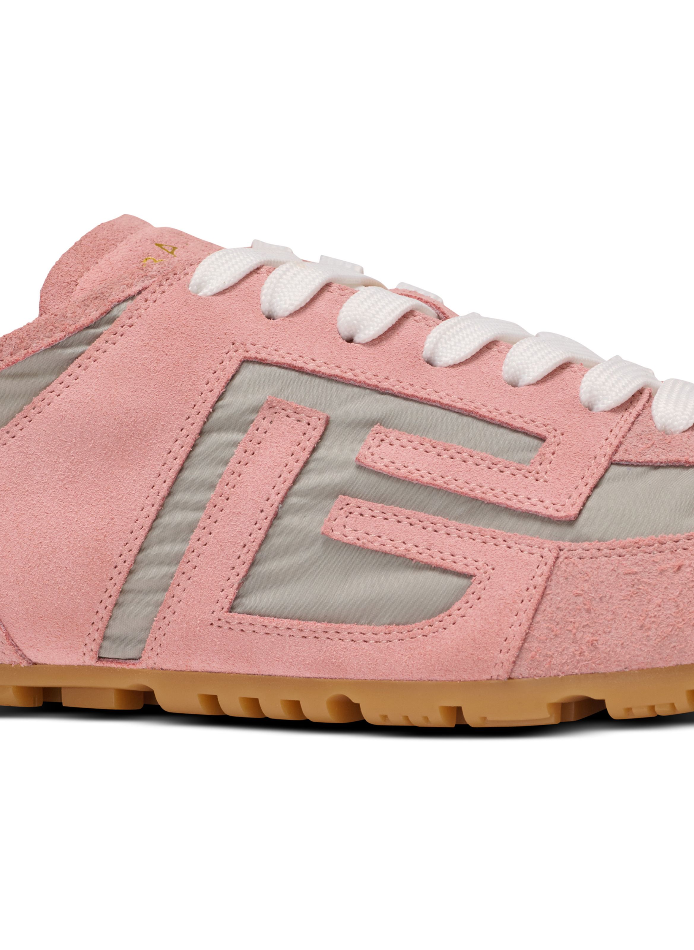 Baskets racer 45 en daim et nylon BALMAIN Rose