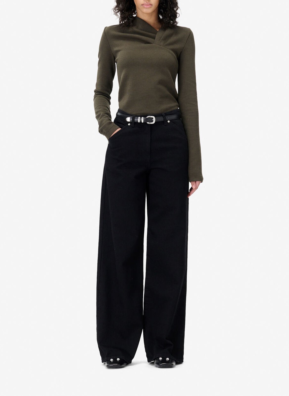 Top ajusté col asymétrique mala IRO Kaki