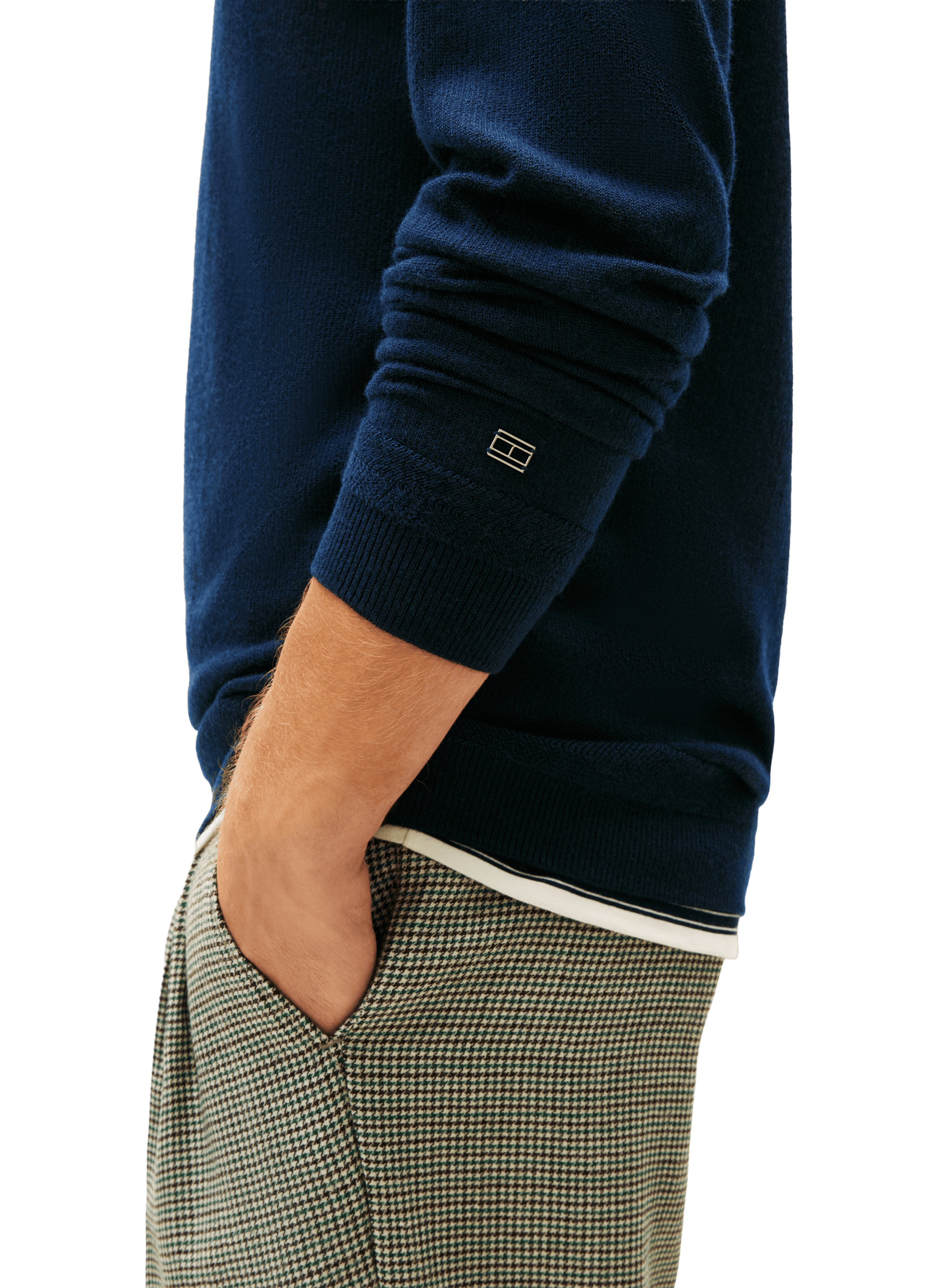 Pull col polo en laine mélangée TOMMY HILFIGER Bleu