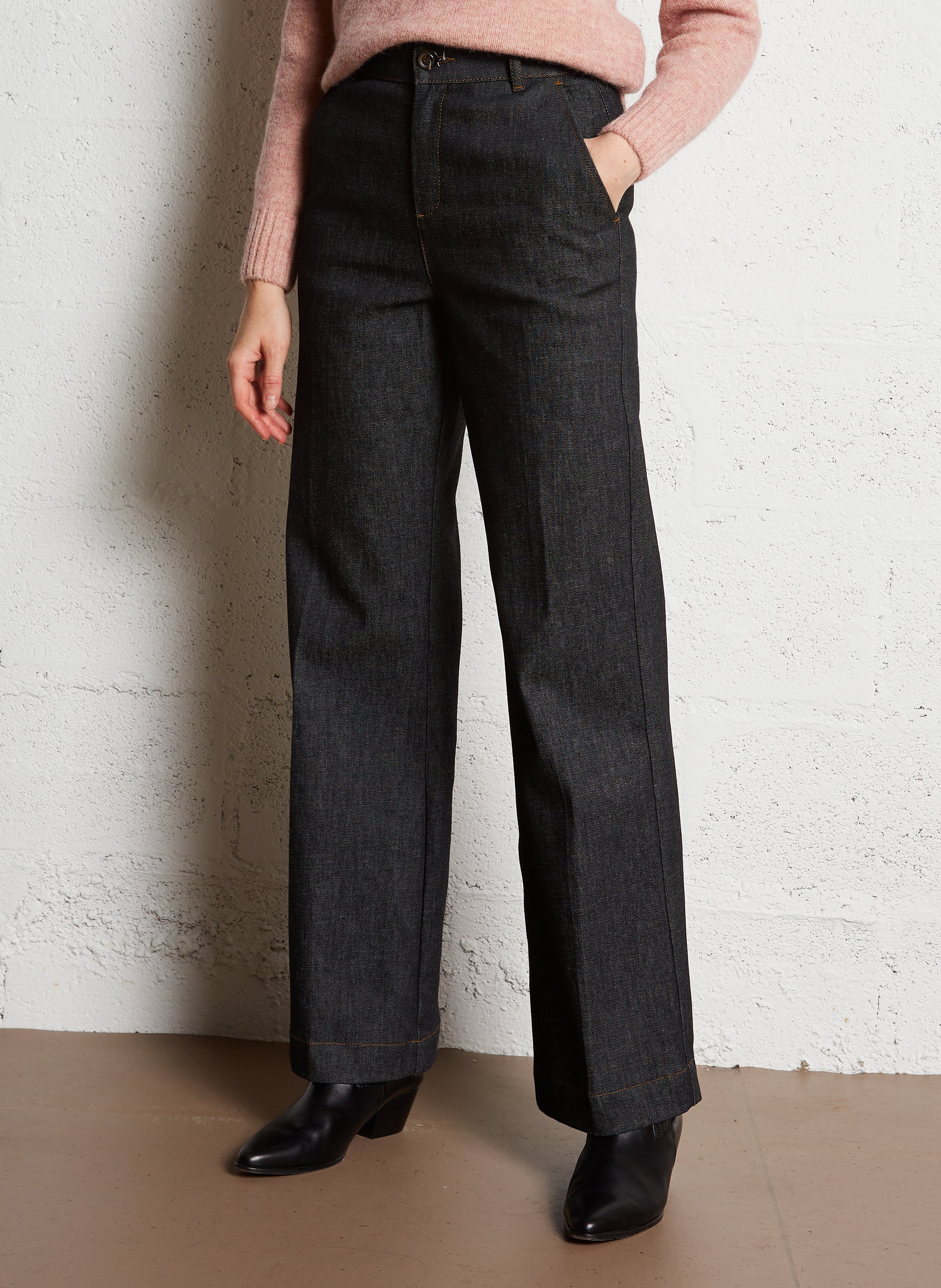 Jean large en coton california SOEUR Noir