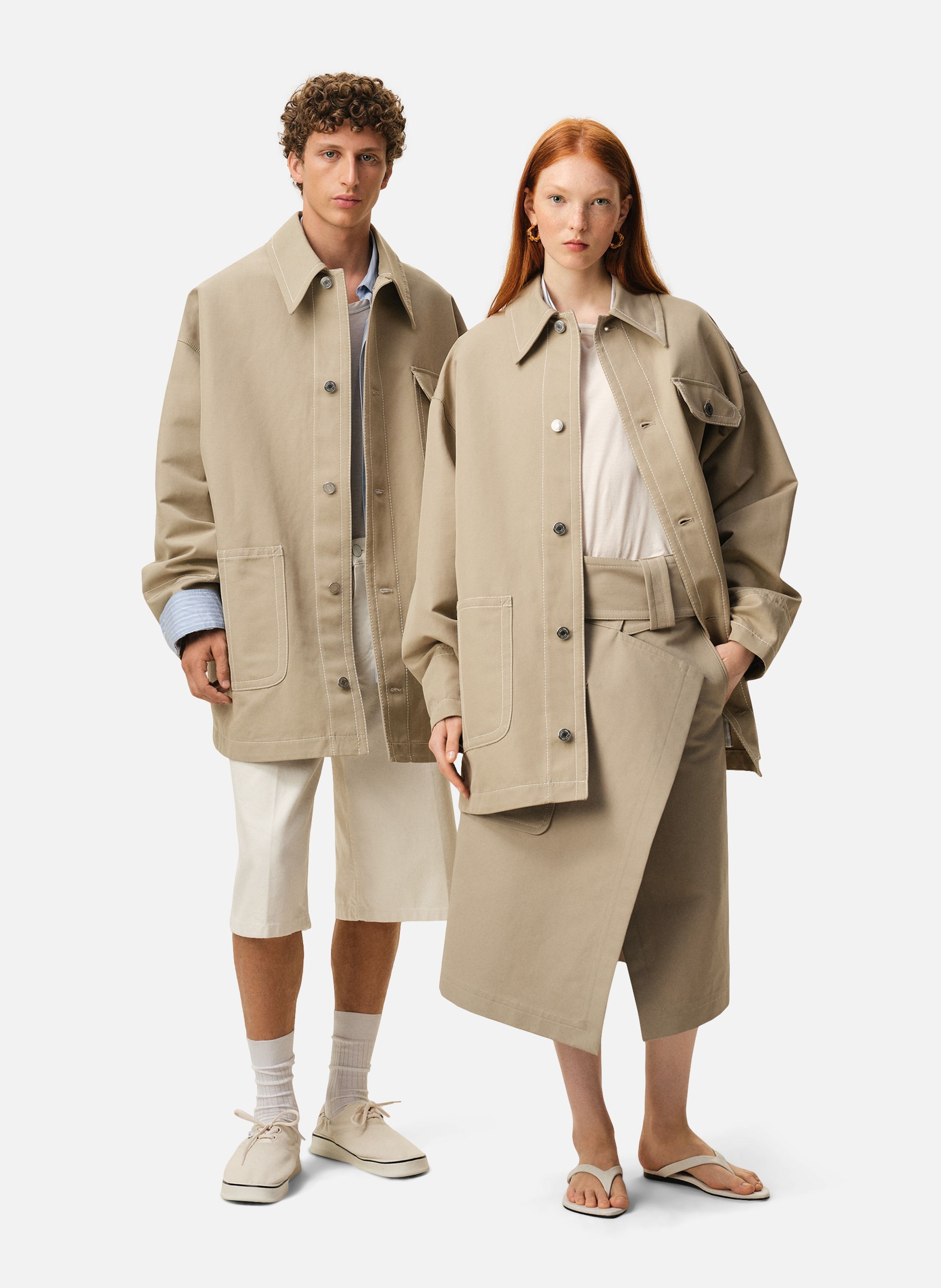 Veste worker unisexe en coton AMI PARIS Beige