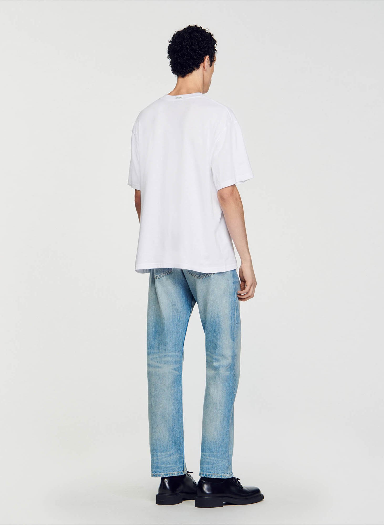 Tee-shirt oversize col rond en coton SANDRO Blanc