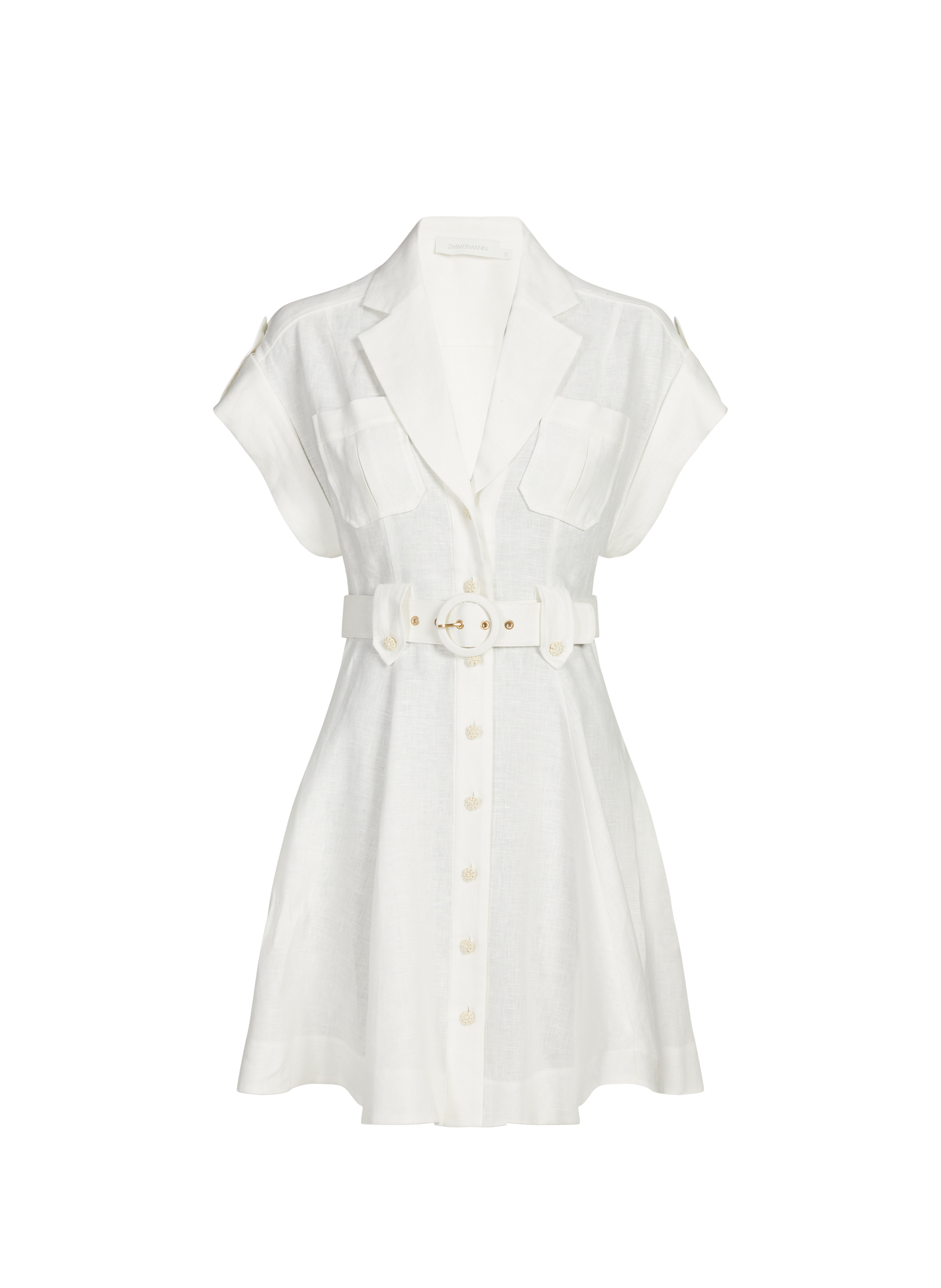 Fitted Linen Blazer Dress ZIMMERMANN White