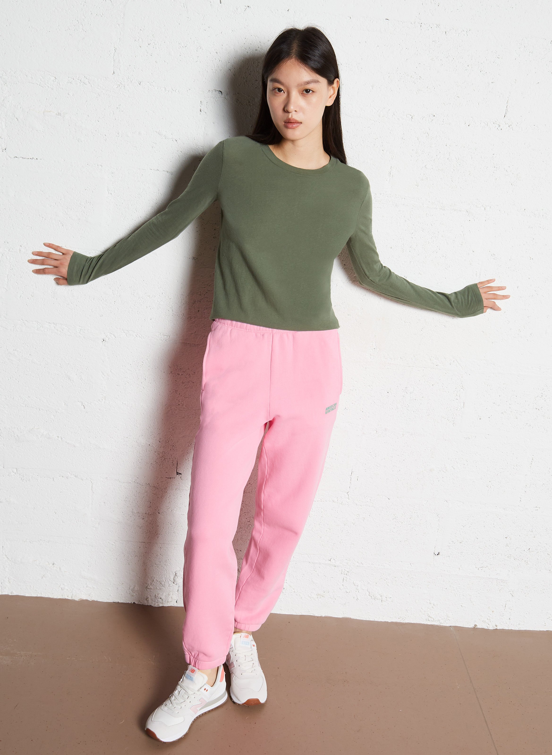 Jogging taille haute en coton mélangé izubird AMERICAN VINTAGE Rose