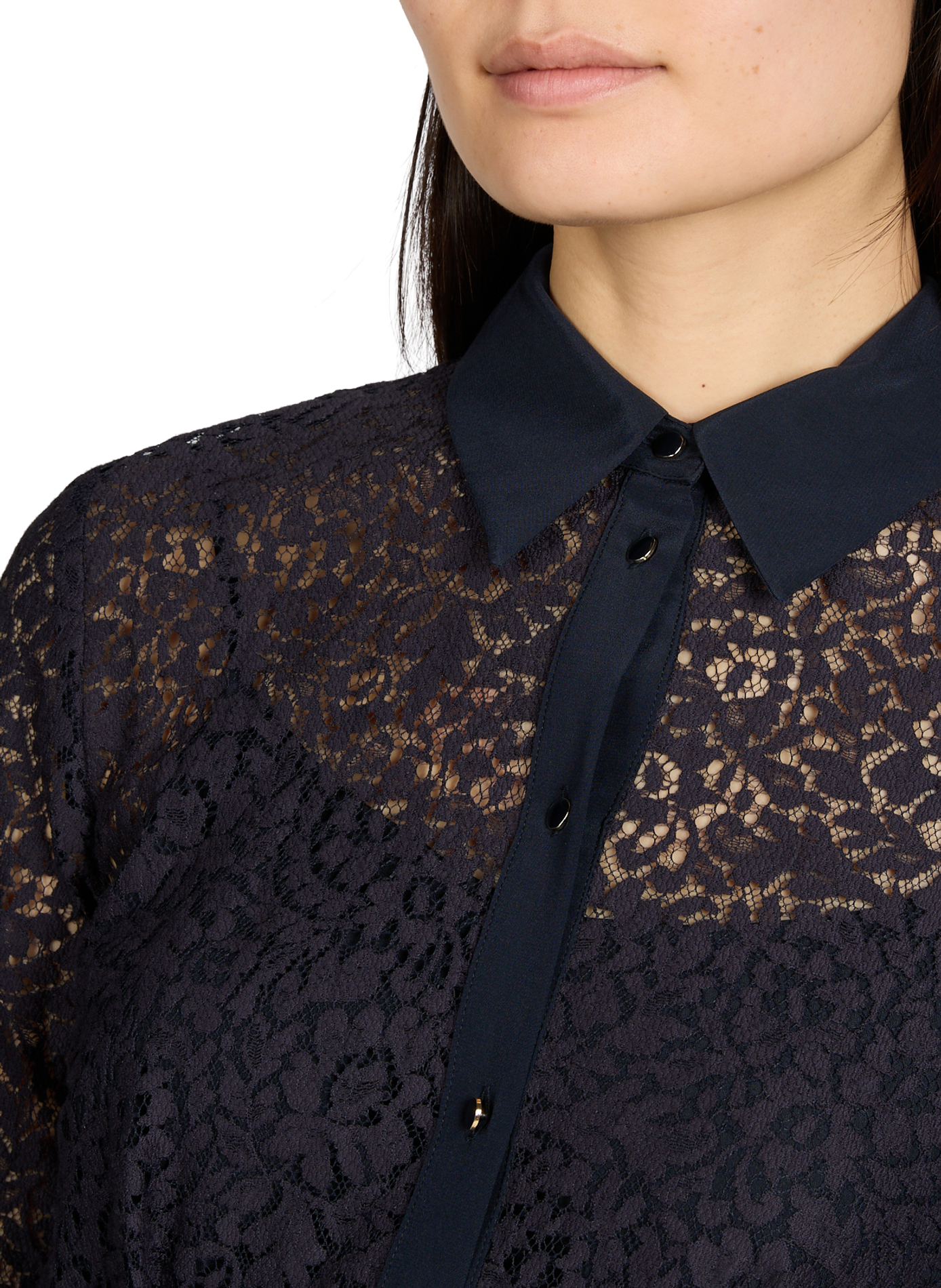 Midi lace dress in blended cotton MAX MARA Blue