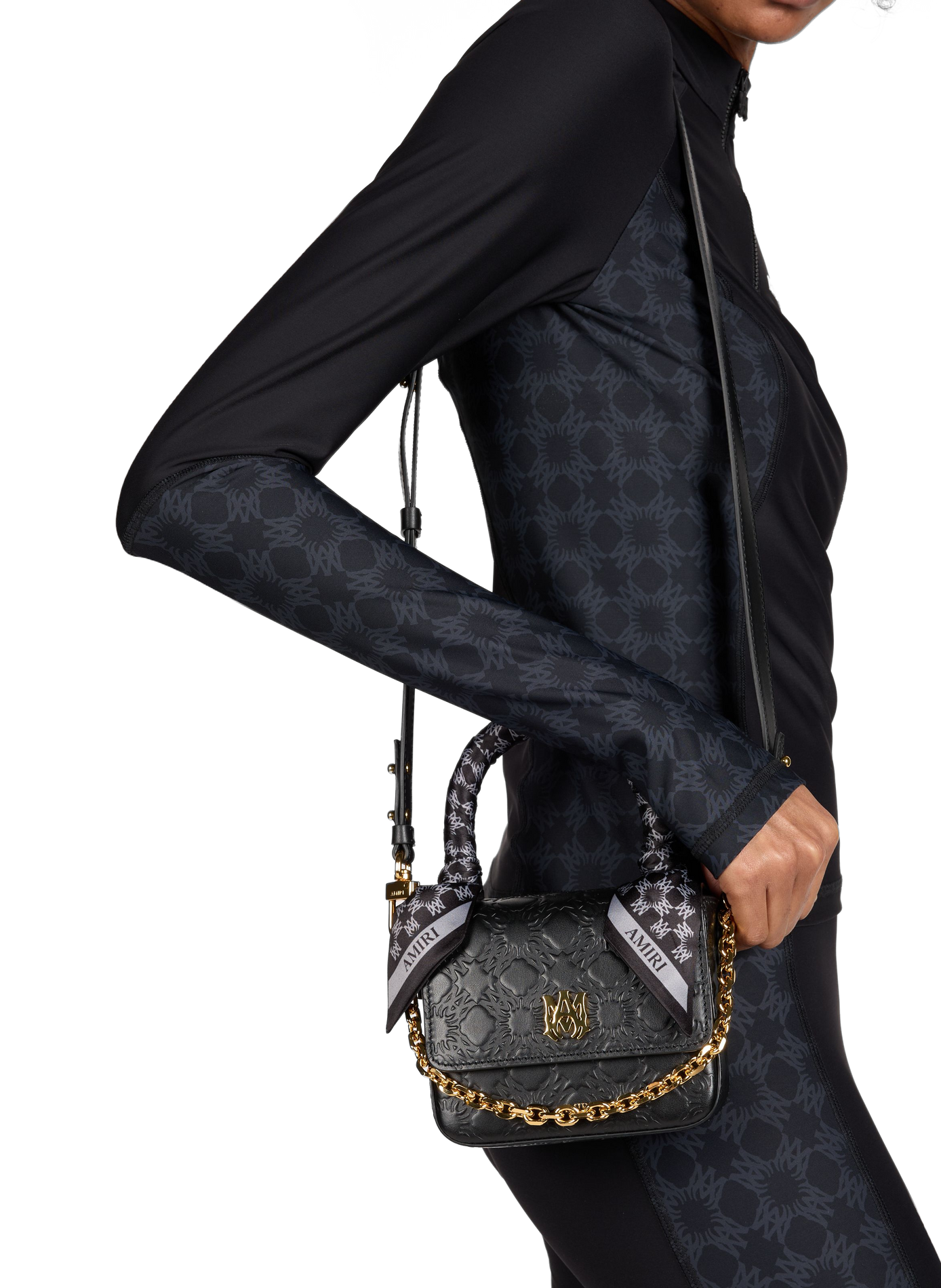 Logo-print leather blend handbag AMIRI Black