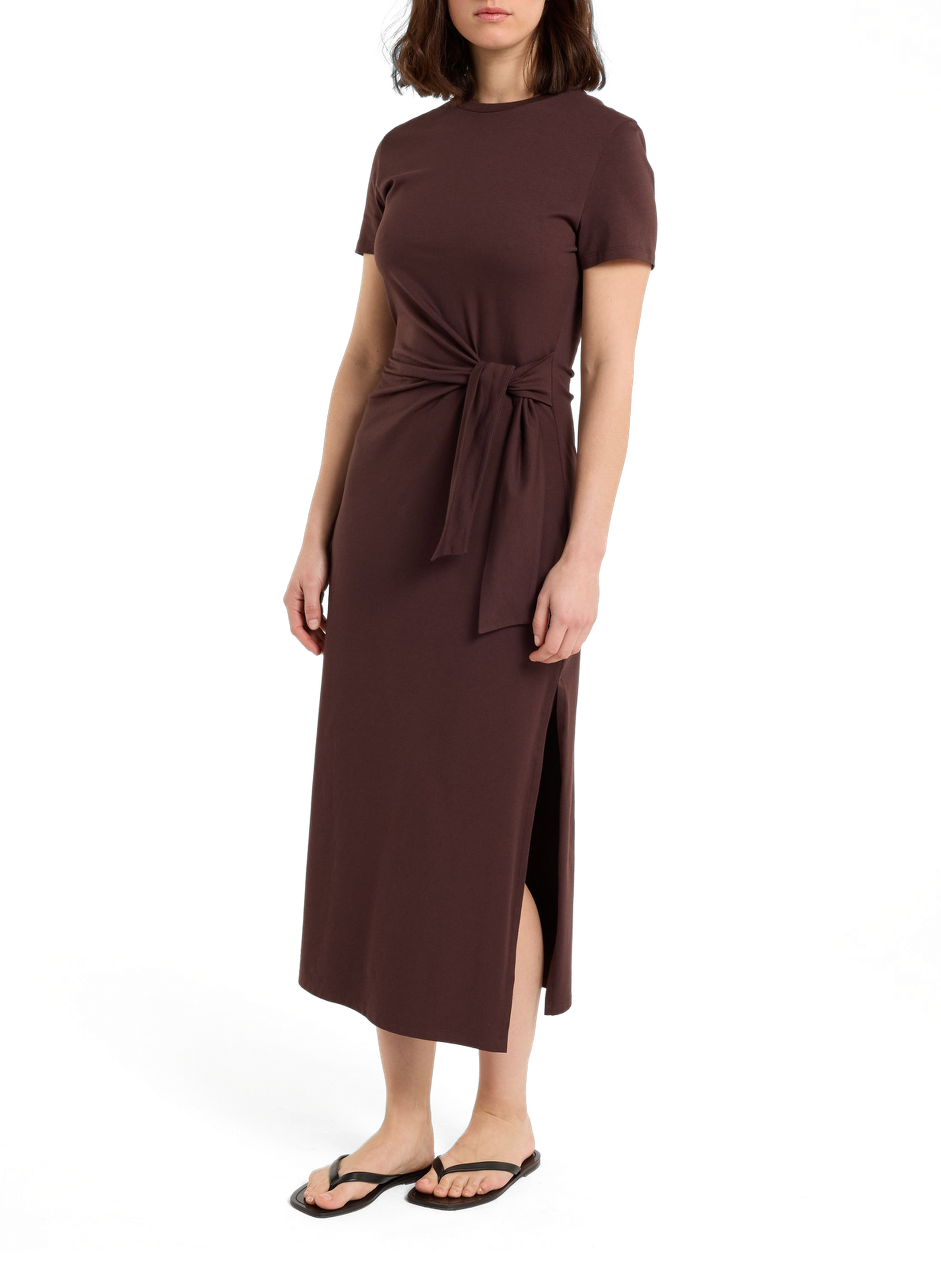 Midi dress with slit SAISON 1865 Brown