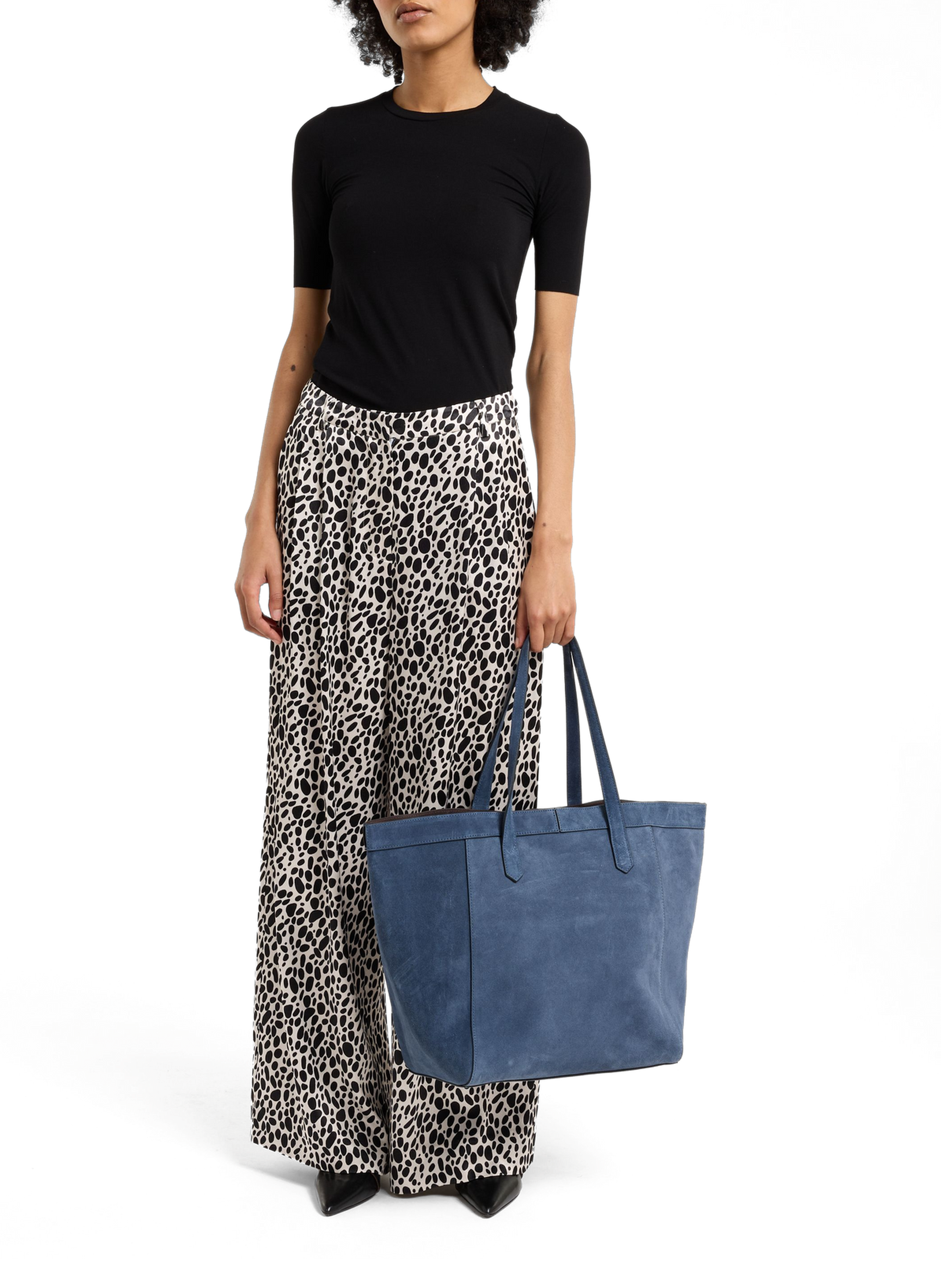 Sac cabas Enzo en cuir suédé SAISON 1865 Bleu