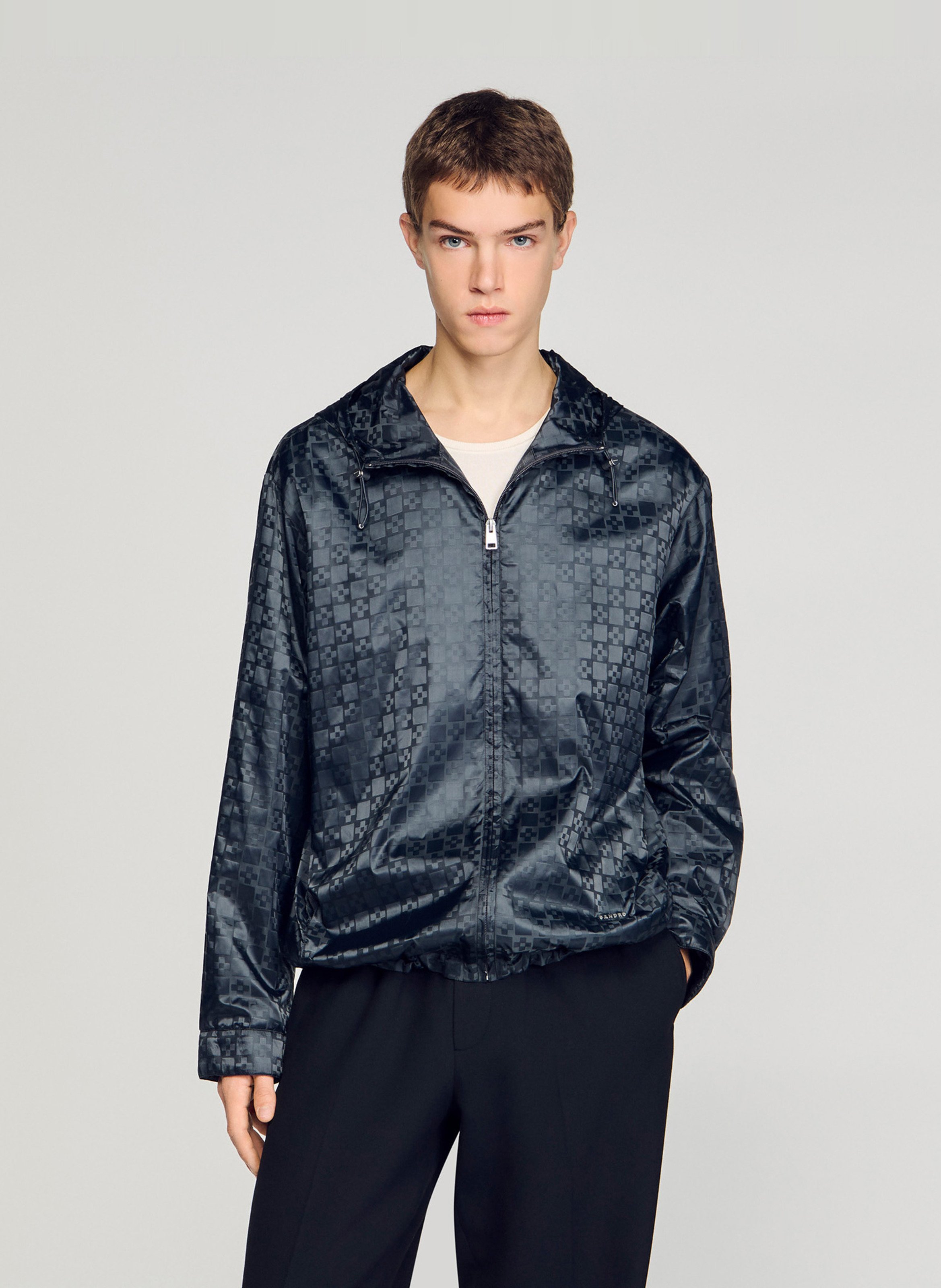 Veste courte imperméable à imprimé SANDRO Gris