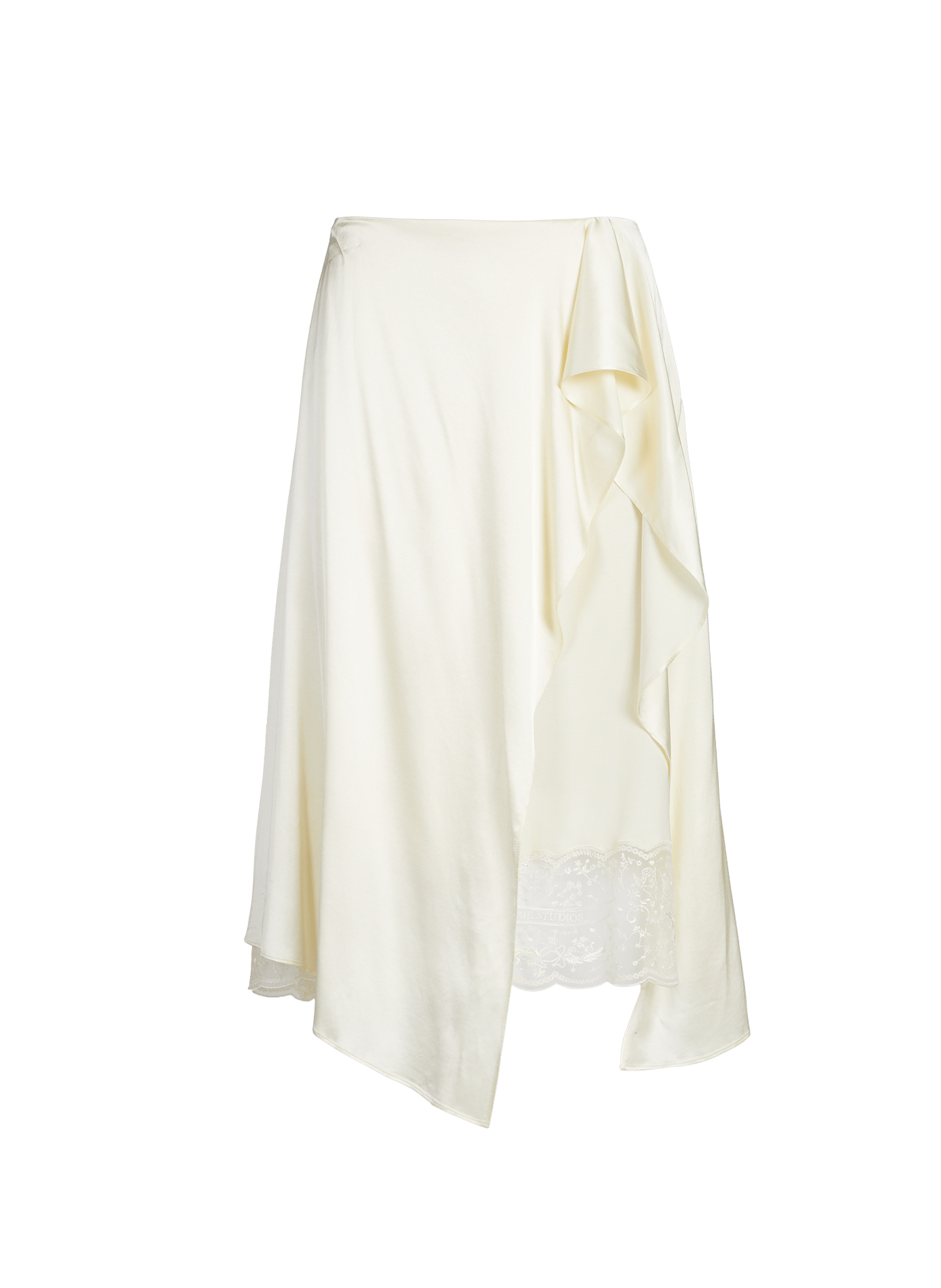 Jupe satinée avec dentelle asymétrique ACNE STUDIOS Blanc