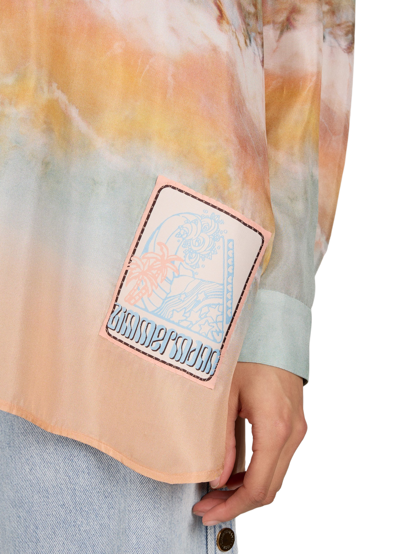 Chemise fluide à col classique en soie ZIMMERMANN Multicolore