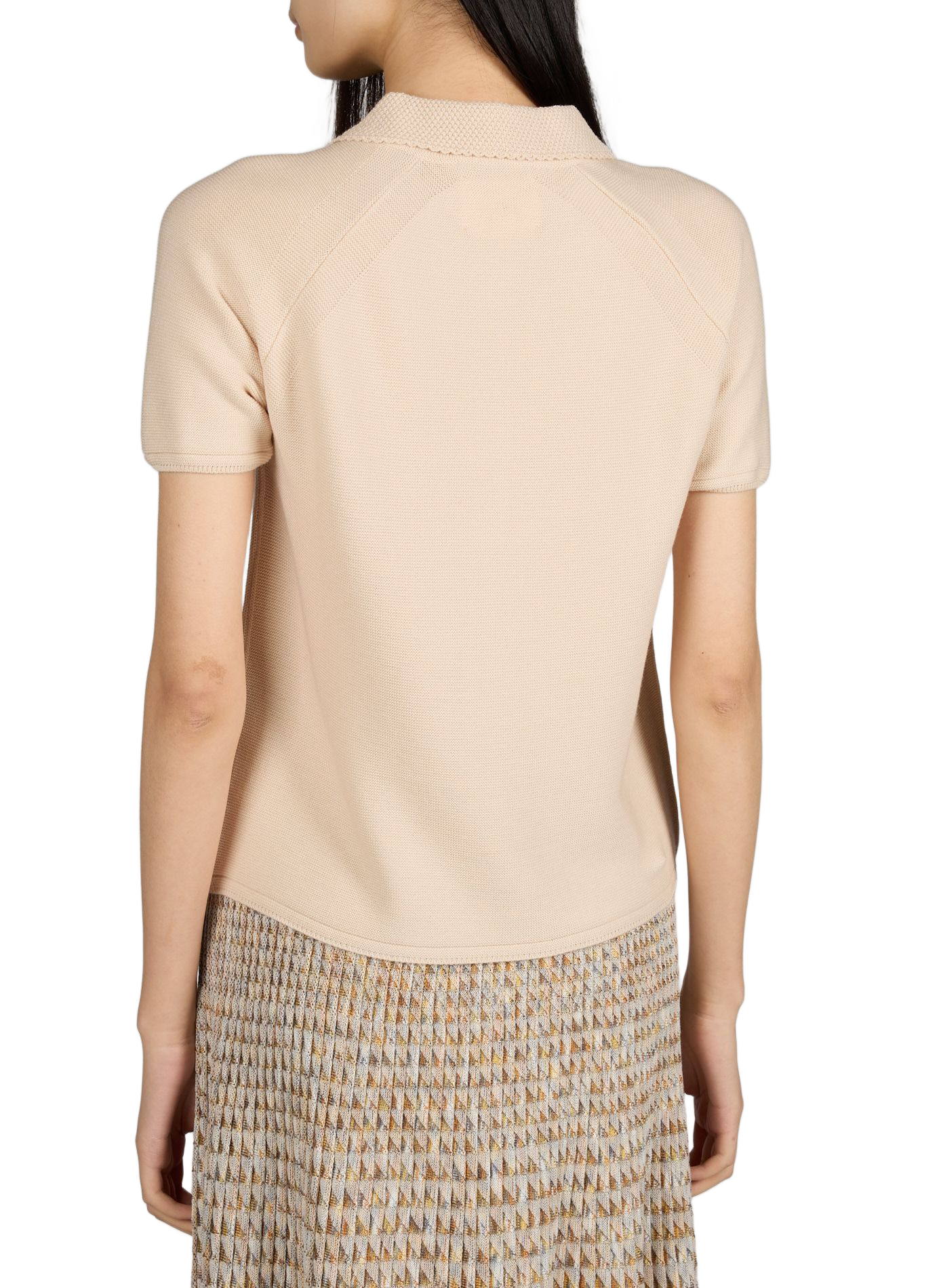 Top col polo manches courtes en laine MOLLI Beige
