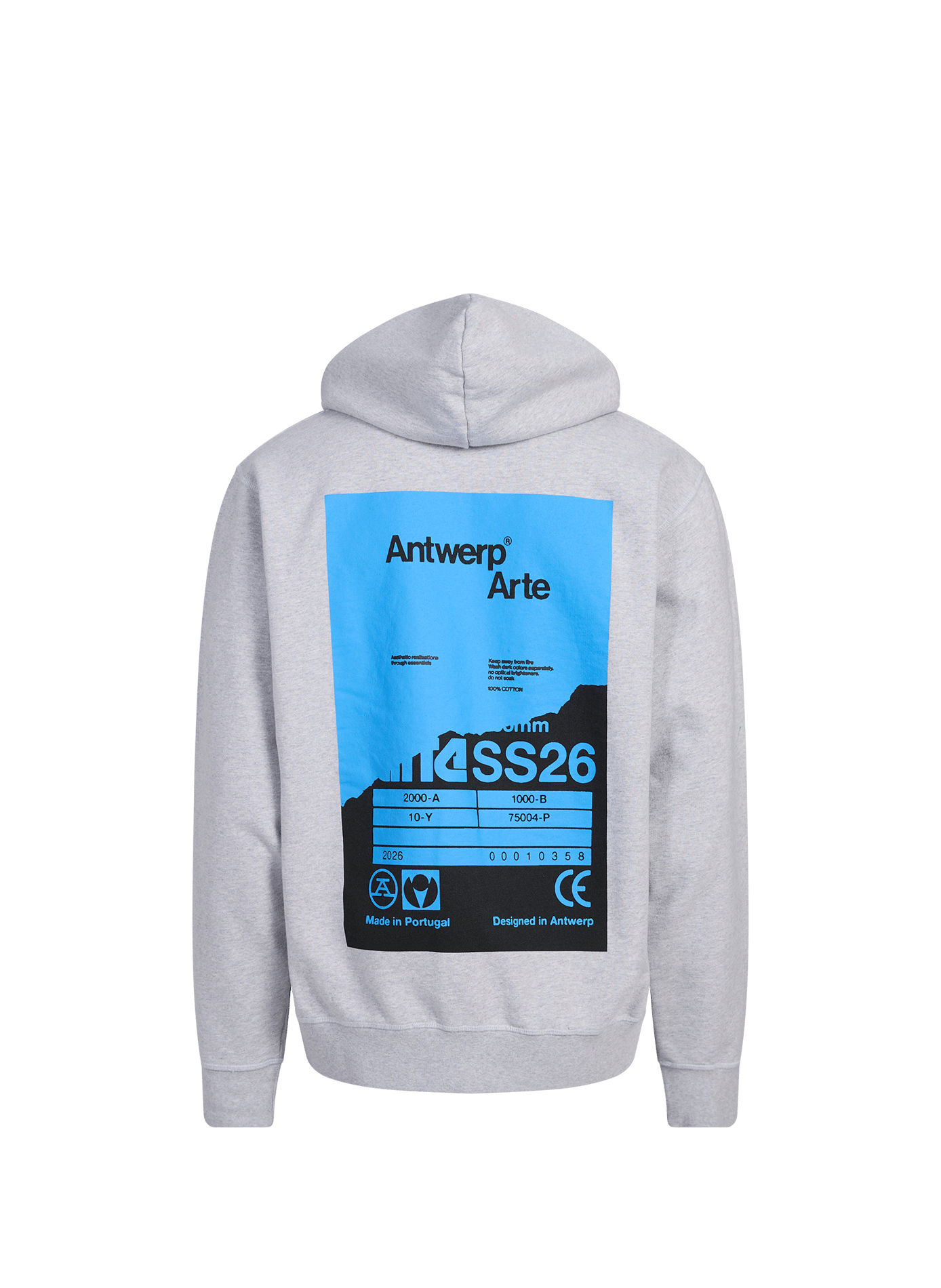 Sweat à capuche imprimé au dos en coton ARTE ANTWERP Gris
