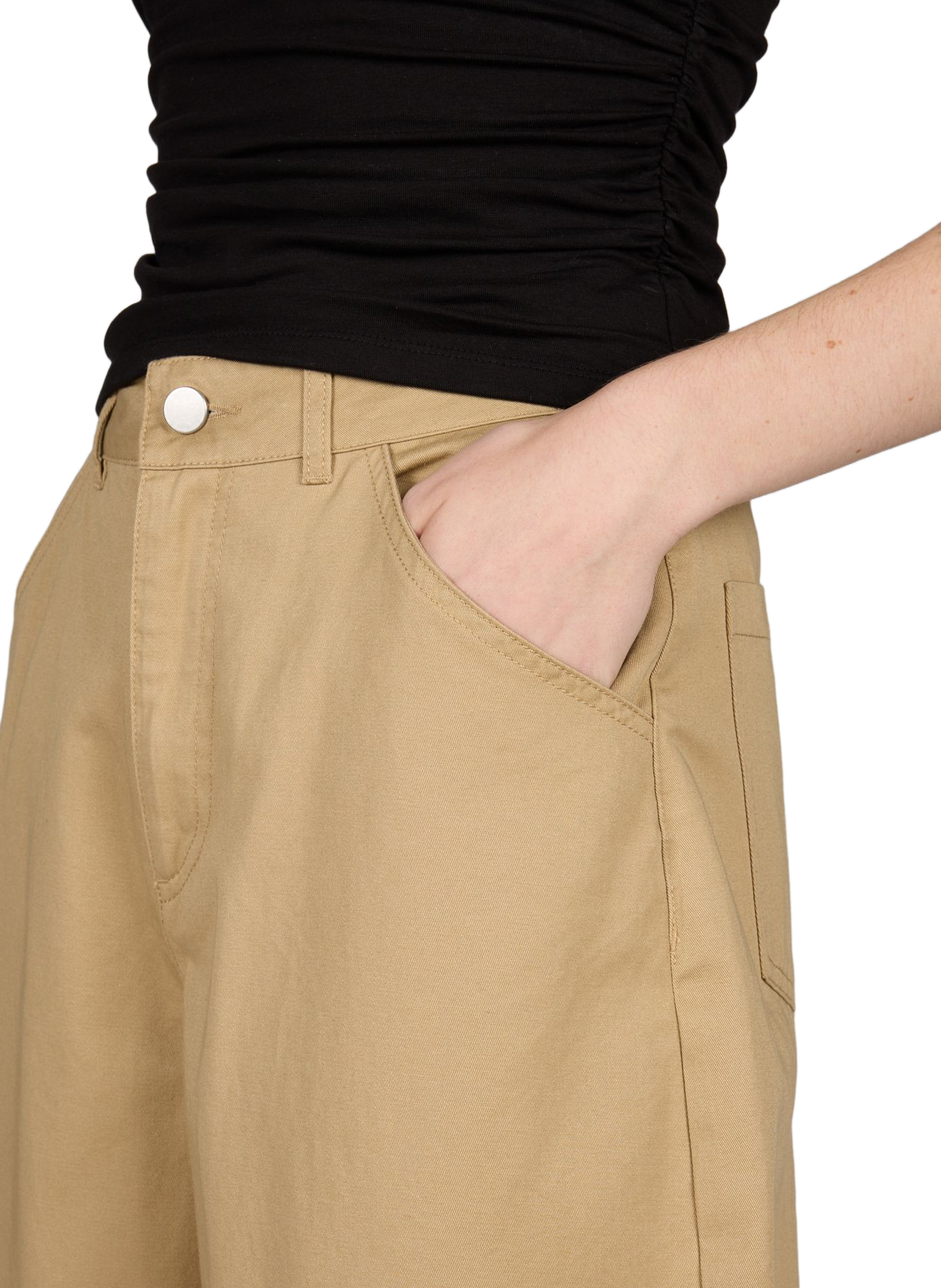 Solid cotton cargo pants TOPSHOP Beige