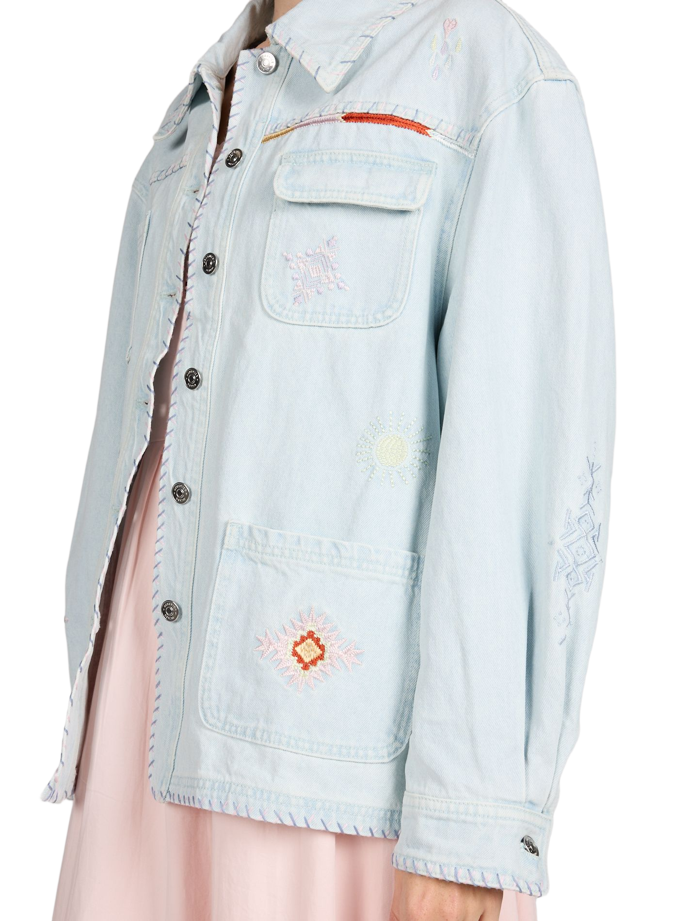 Bestickte Jeansjacke aus Baumwolle BERENICE Blau