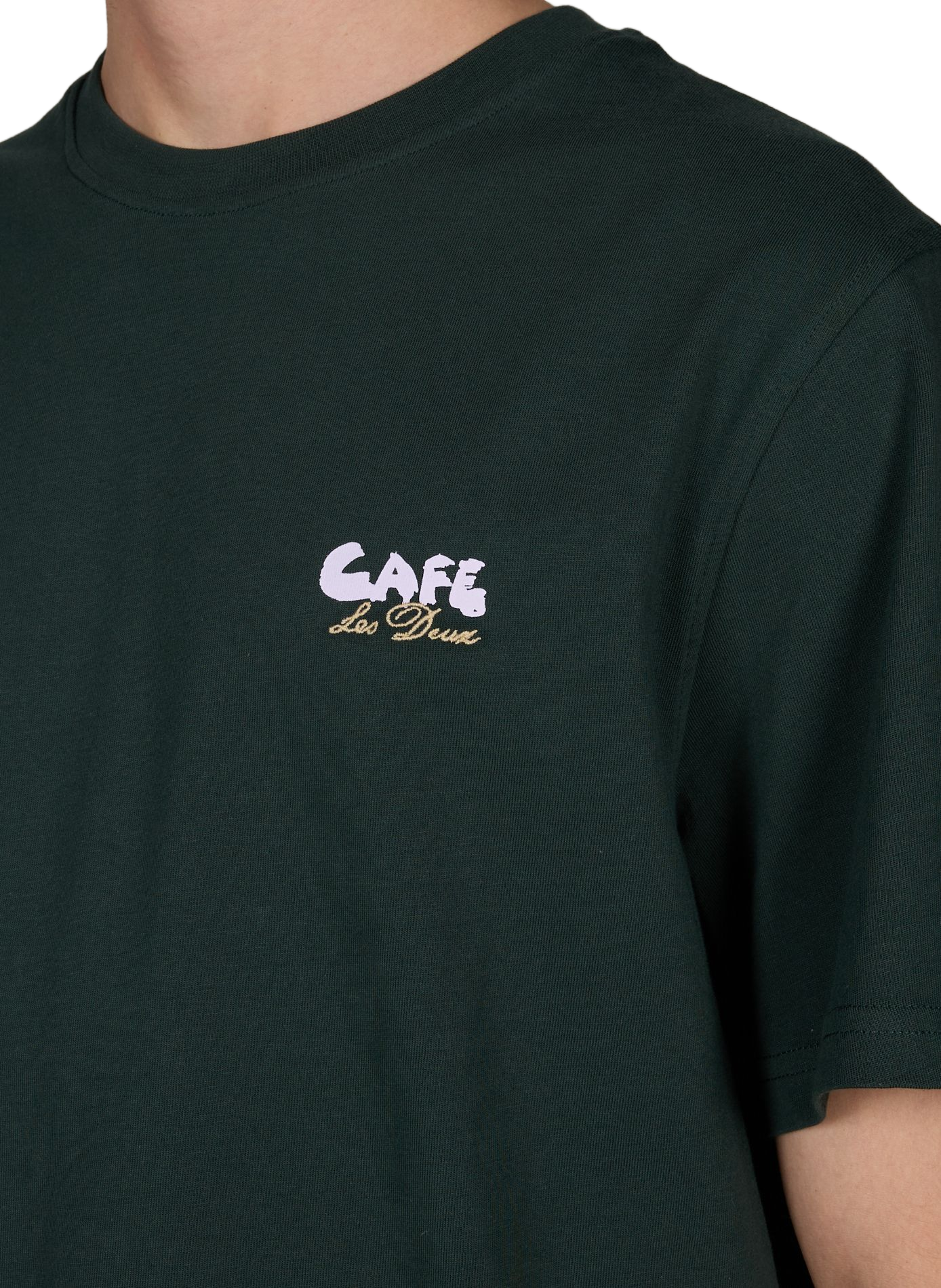 Straight t-shirt with embroidered print in cotton LES DEUX Green
