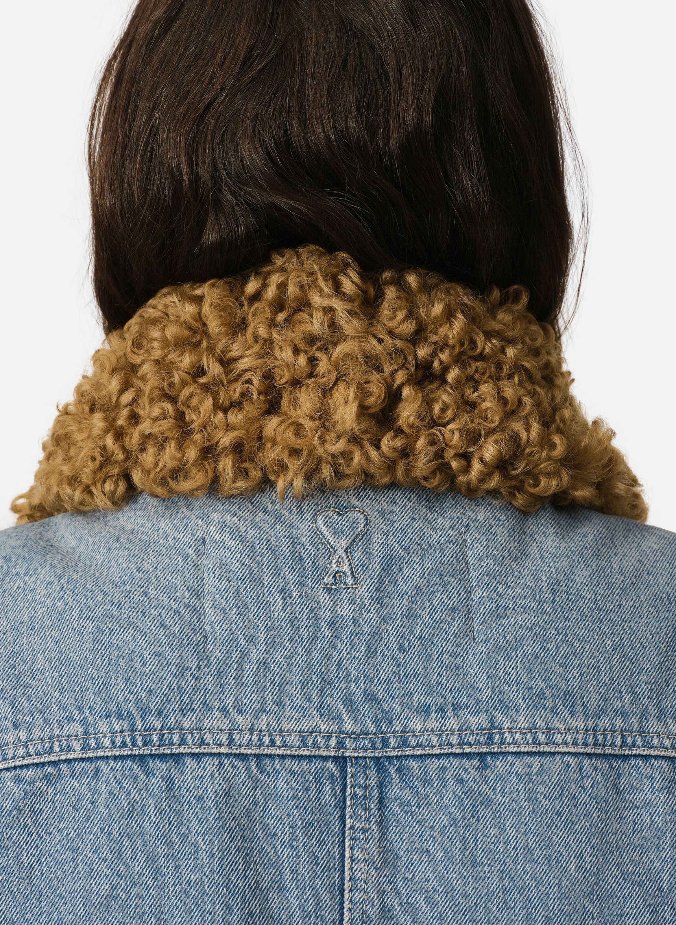 Veste trucker rembourrée unisexe en coton AMI PARIS Bleu