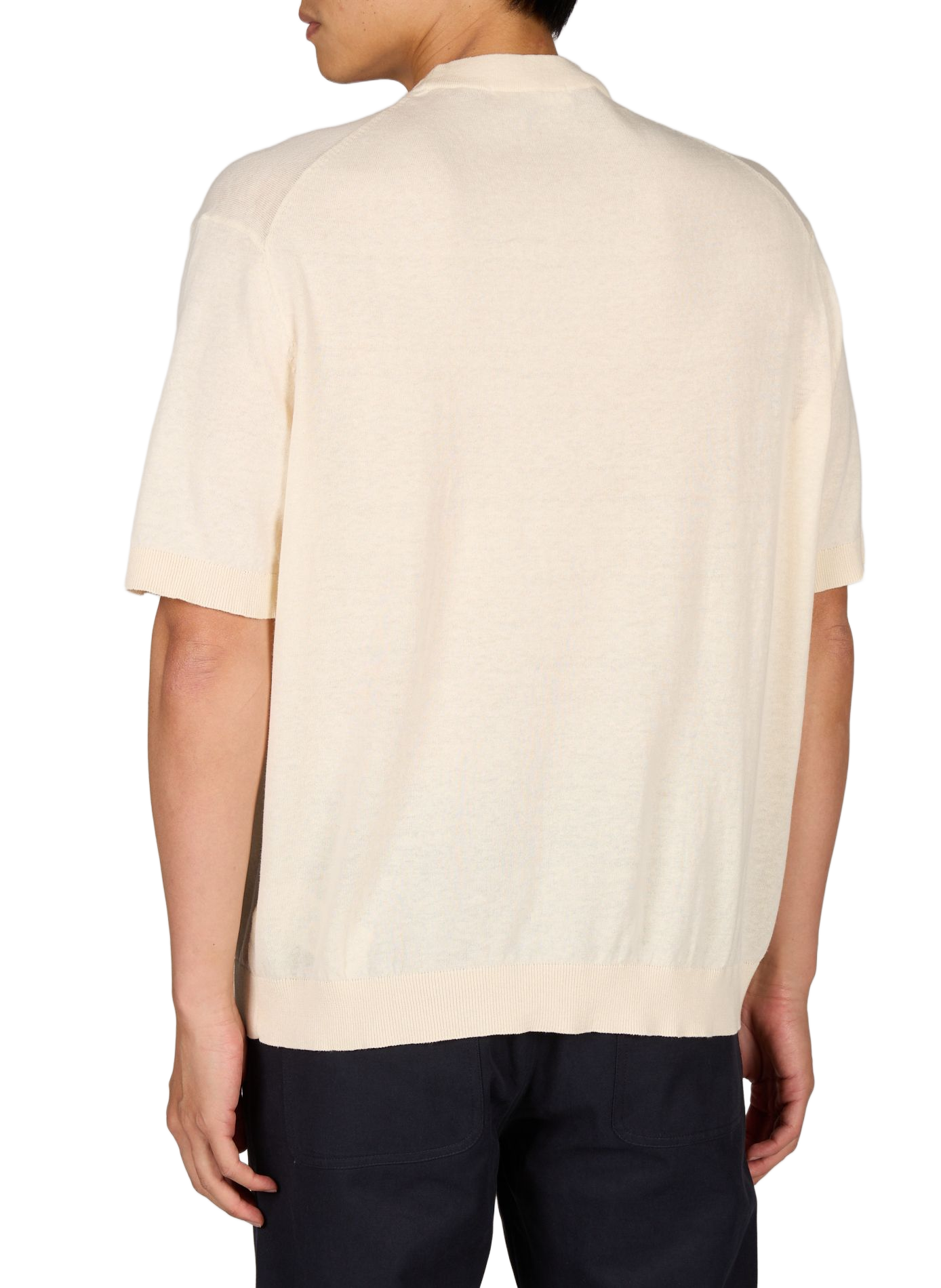 Kurzarm-T-Shirt aus Baumwolle und Leinen SELECTED Beige