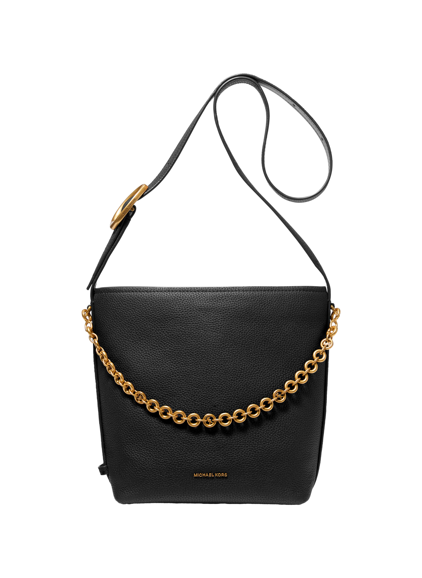Bucket bag with chain detail in grained leather MICHAEL KORS White