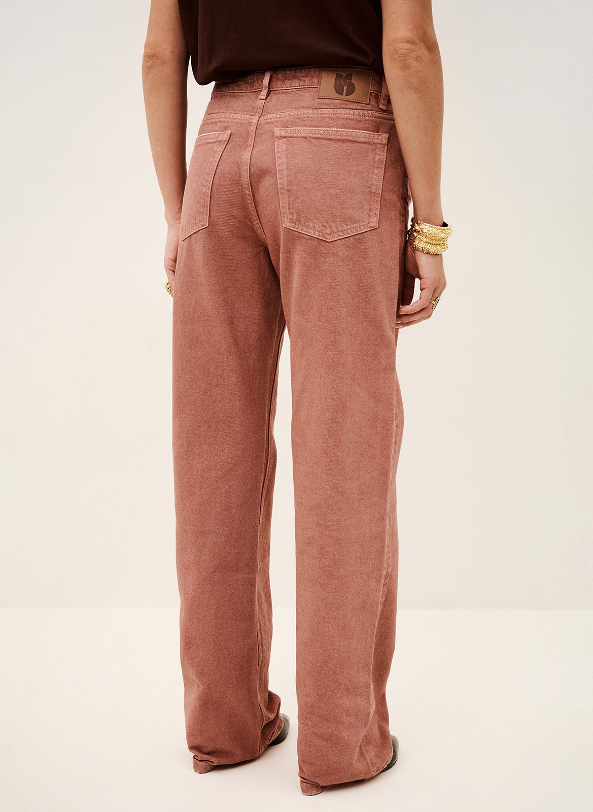 Rechte jeans in effen kleur vana BA&SH Roze