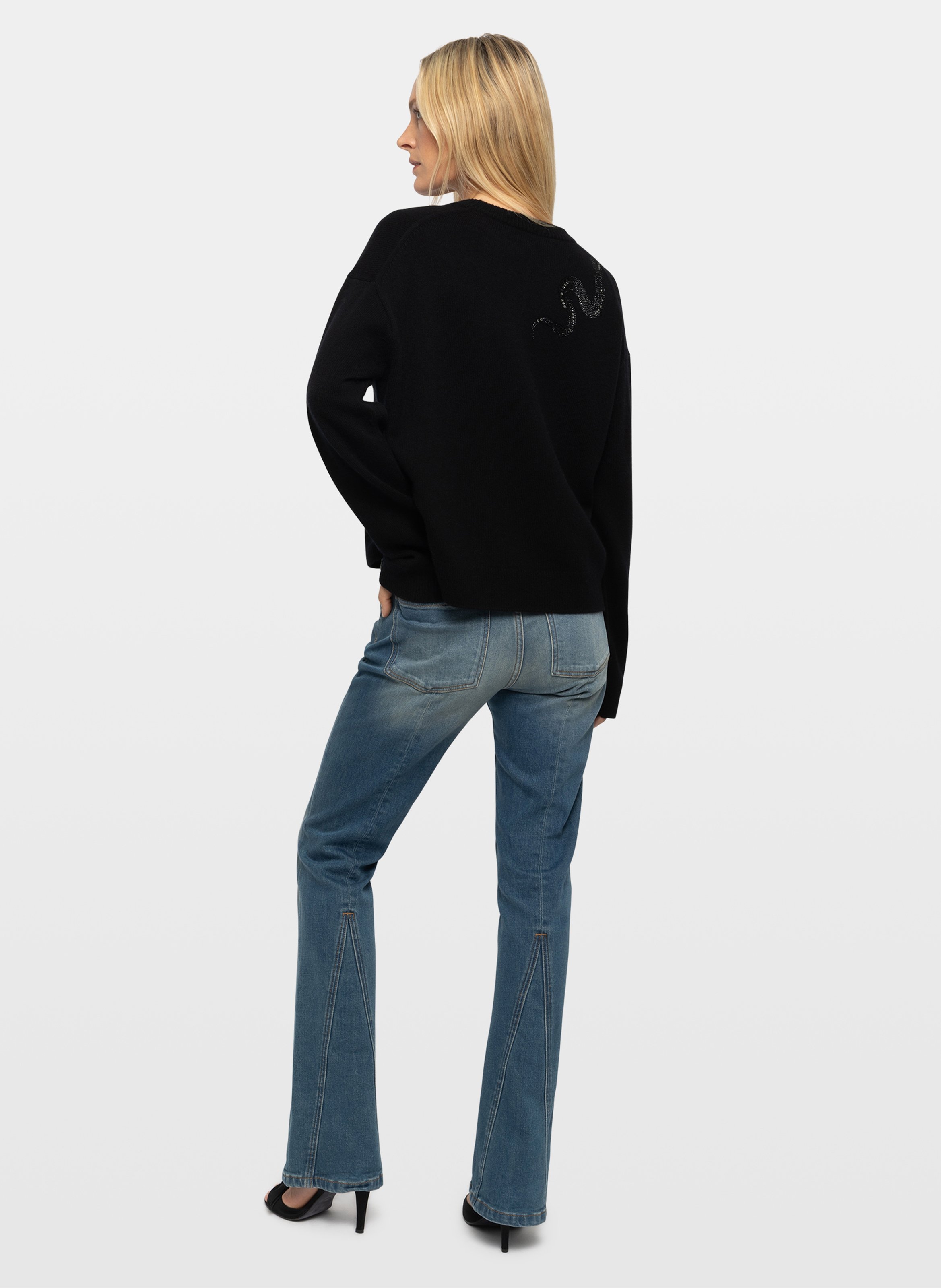 Rechte broek met strass van wol en kasjmier markuz ZADIG&VOLTAIRE Zwart