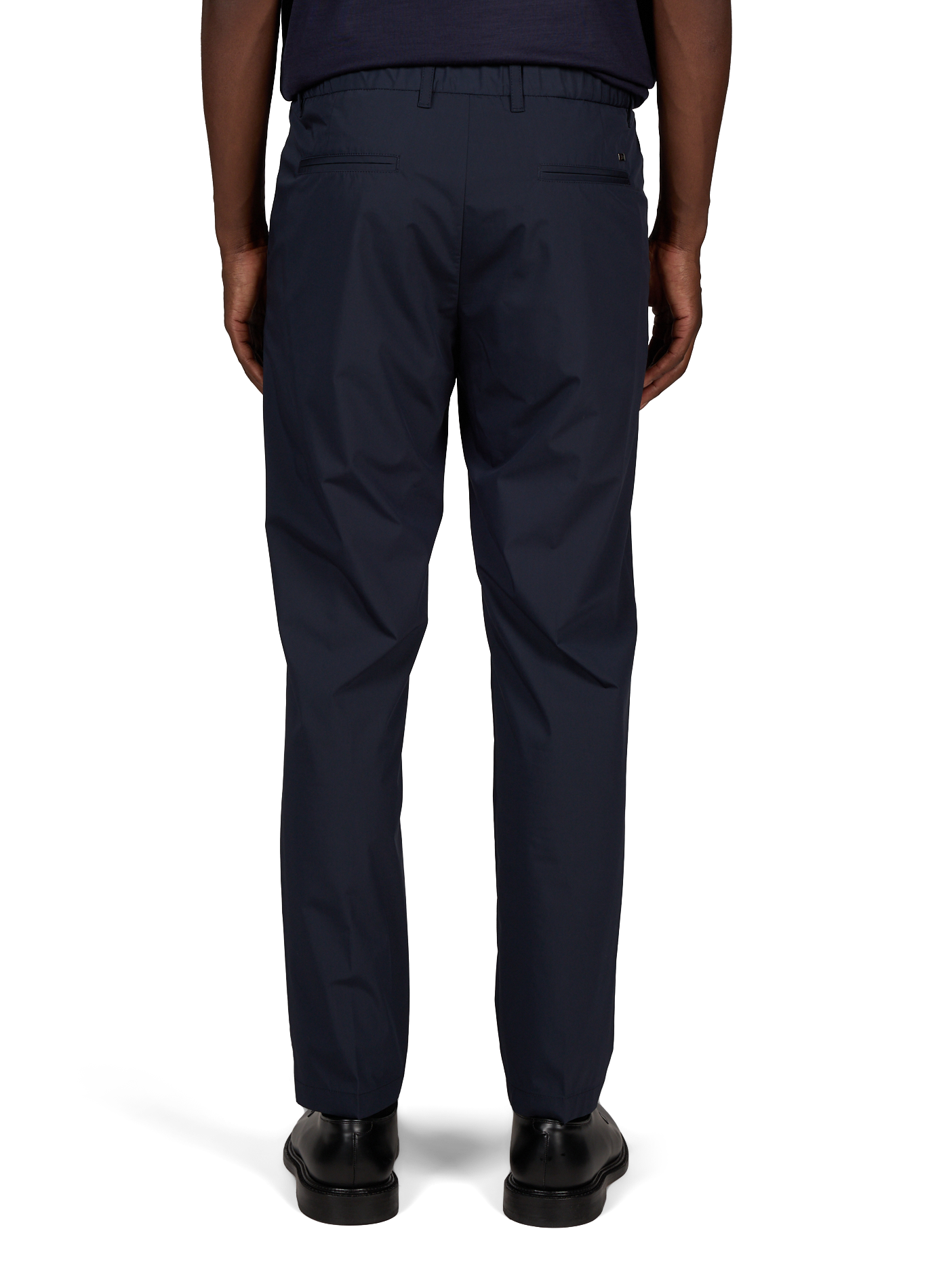 Straight pants with pleats and elastic waistband HERNO Blue