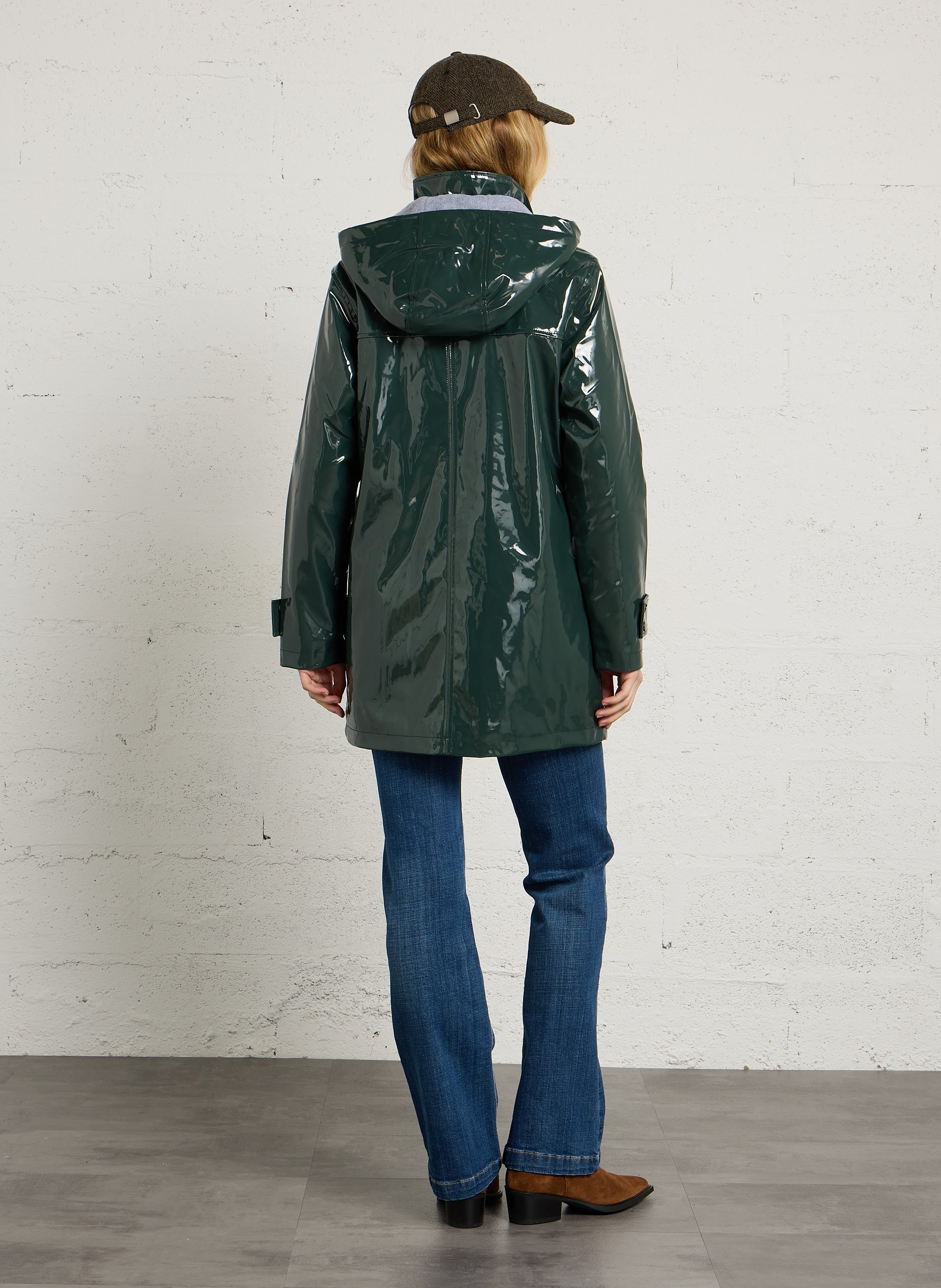 Regenjas met capuchon in lakuitvoering Maé | Groen ARMOR-LUX Dames