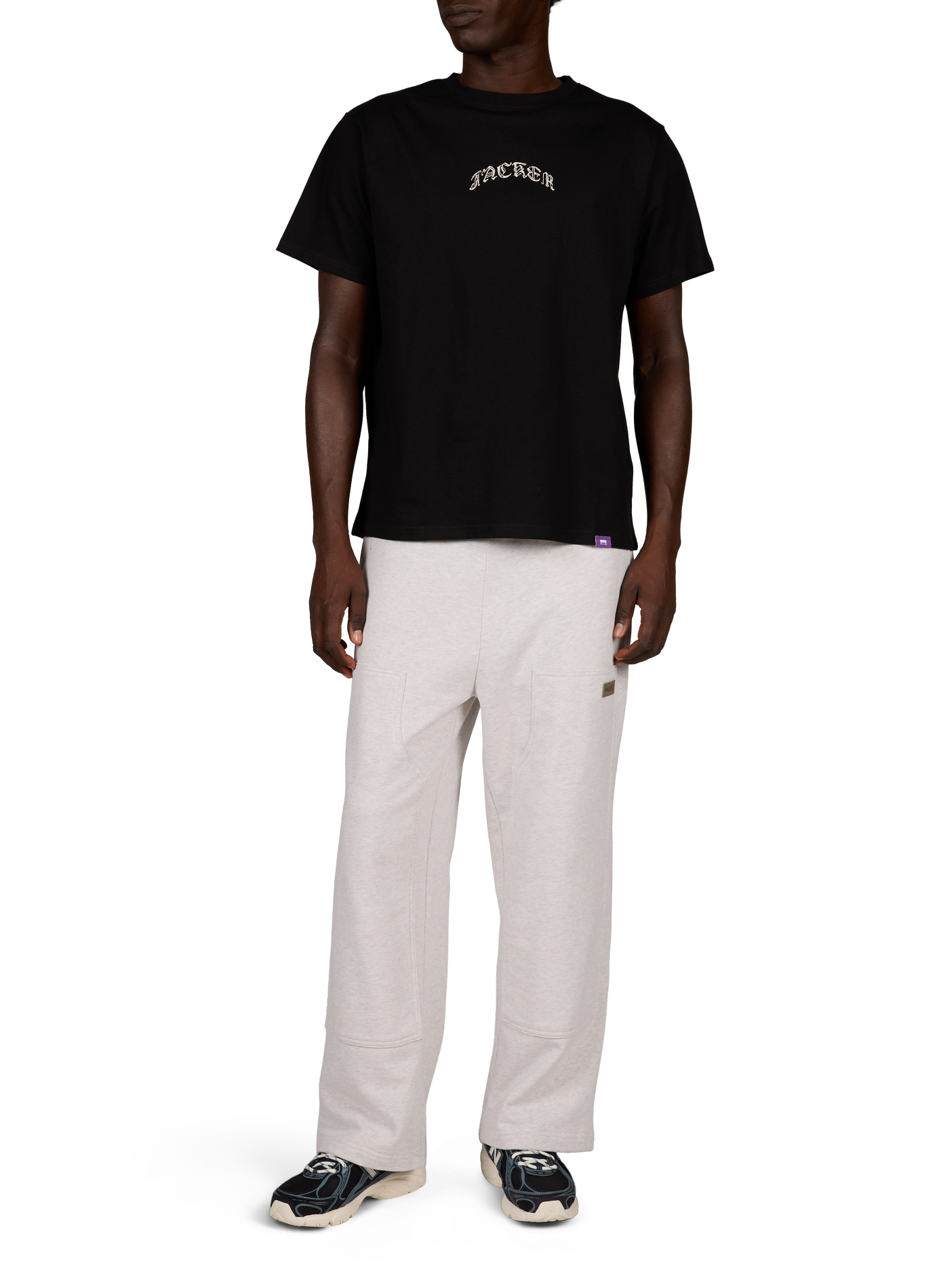 Straight printed cotton t-shirt JACKER. Black