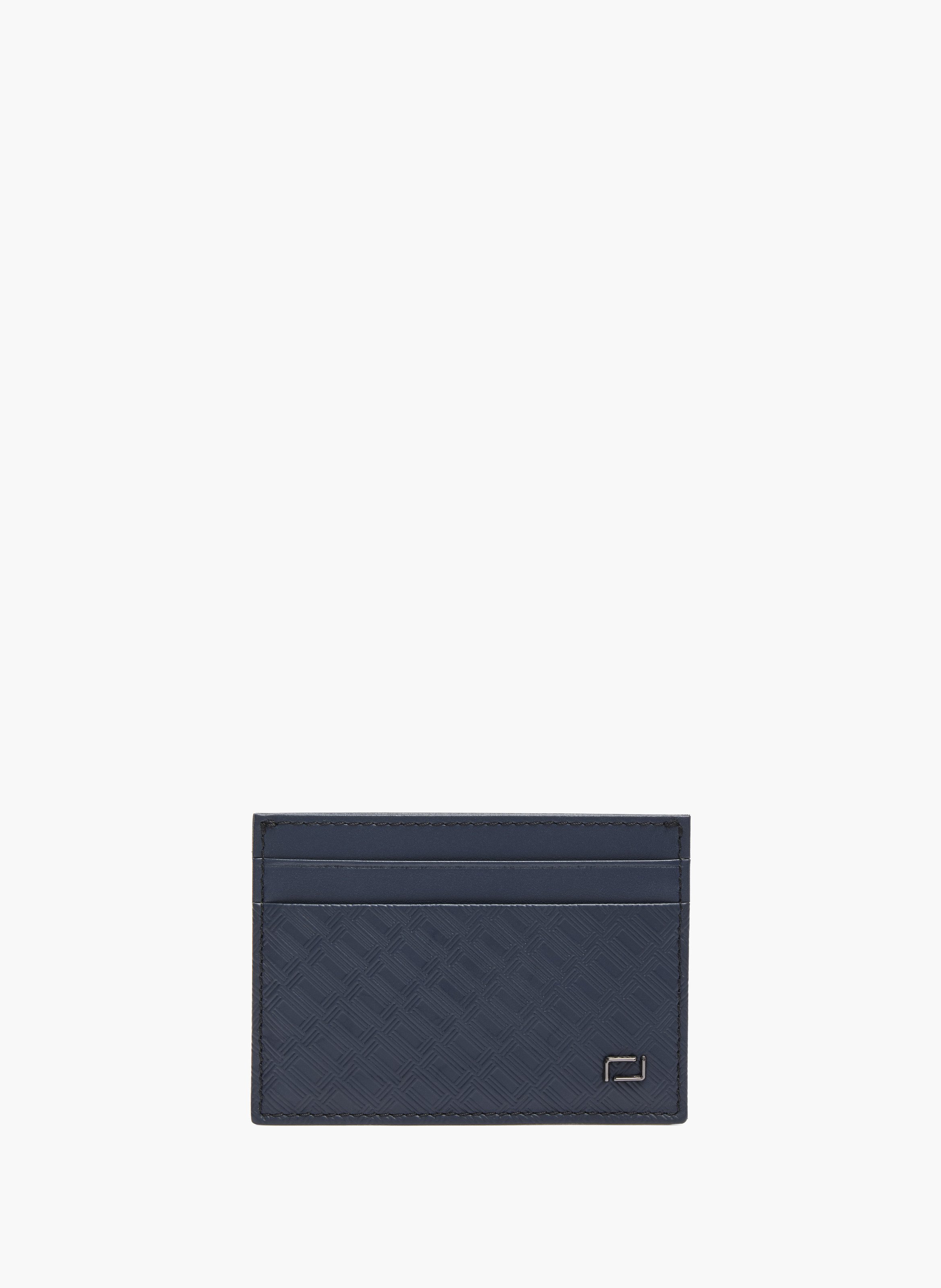 Lancel Leon kaarthouder met micro monogramlogo: gladde en gestempelde runderhuiden LANCEL Blauw