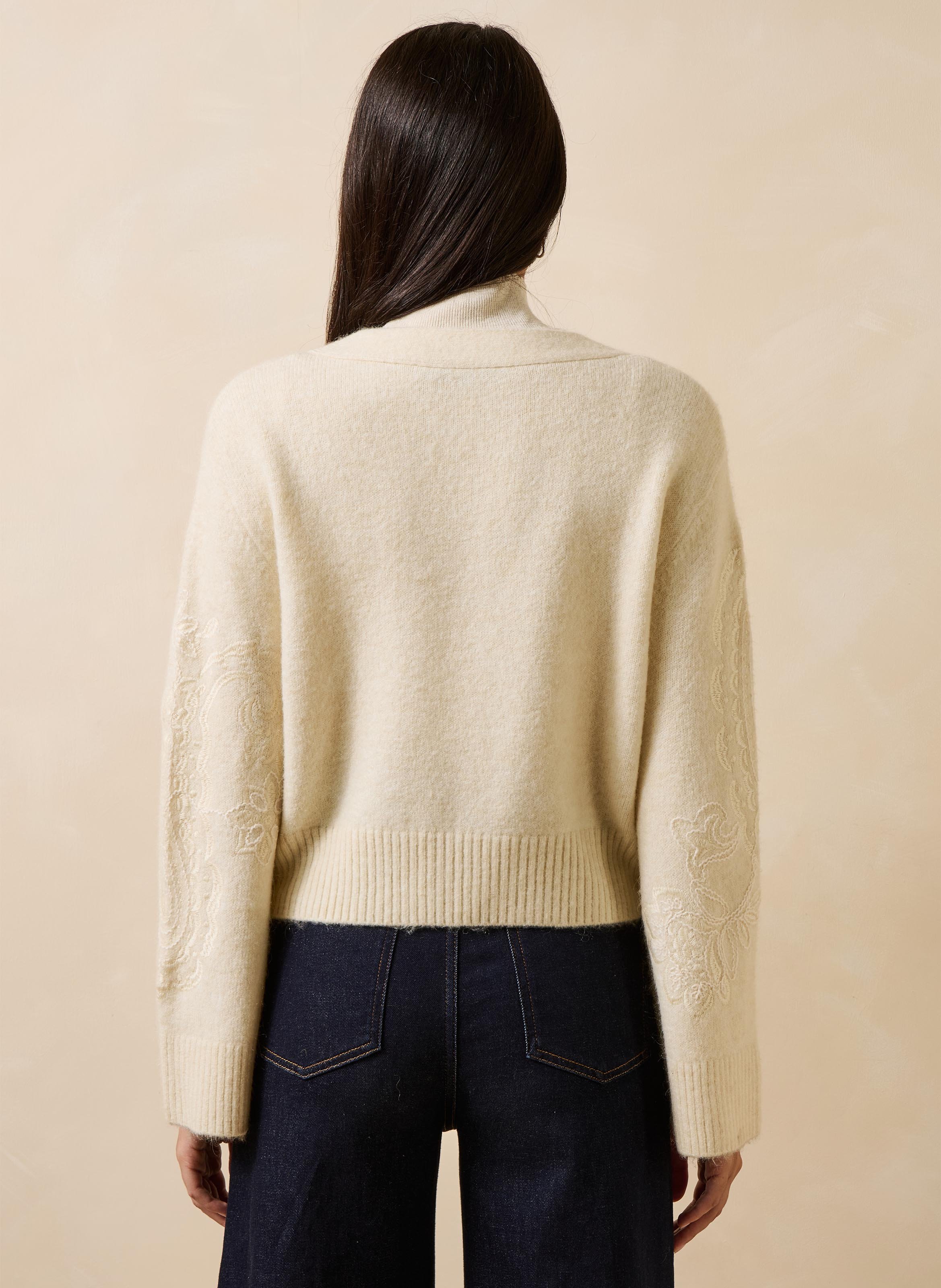 Kort recht vest met V-hals LA FEE MARABOUTEE Wit