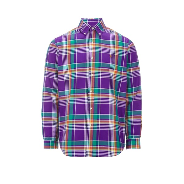 Chemise droite à carreaux en coton