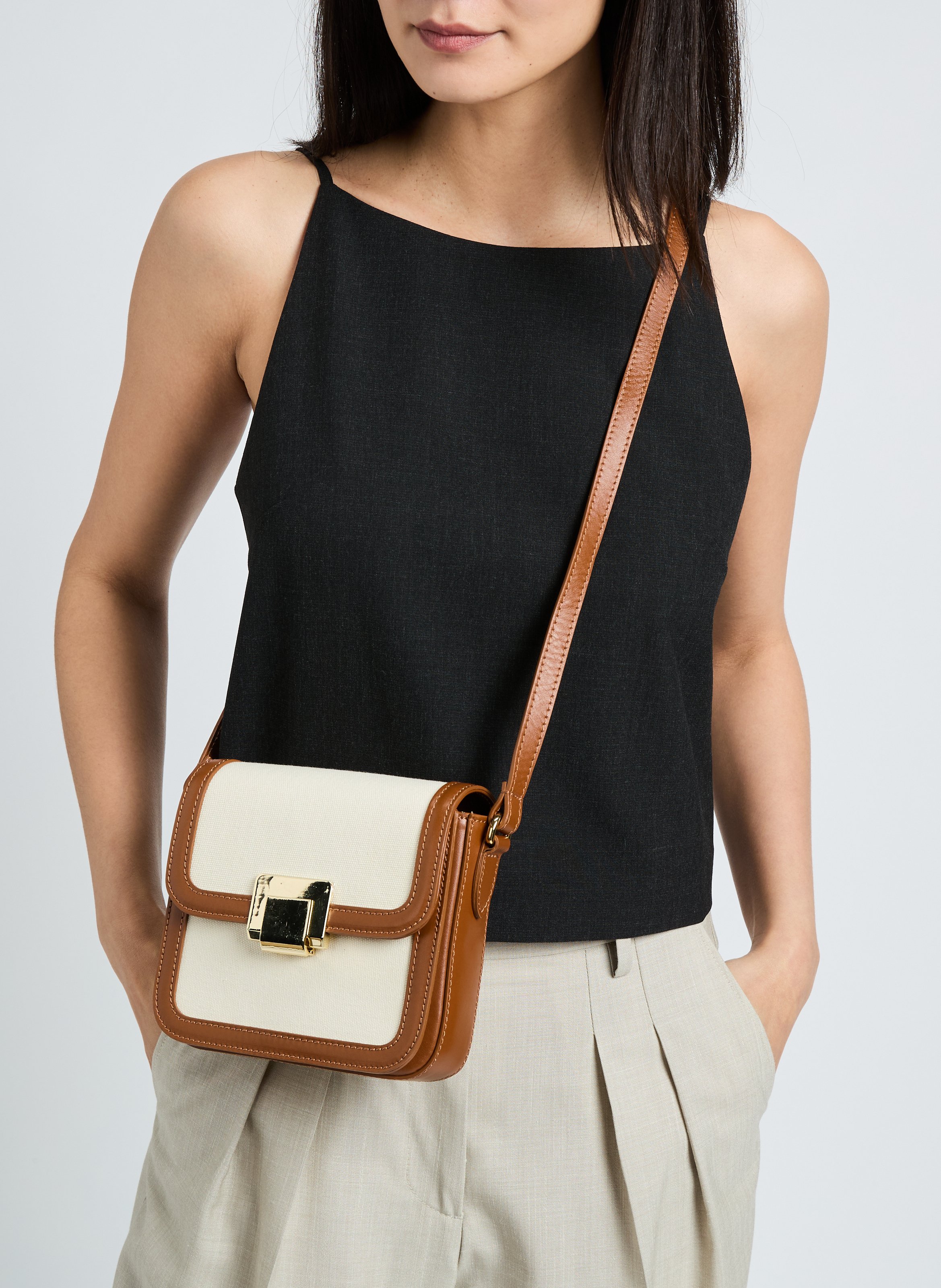 Petit sac à bandoulière en cuir SAISON 1865 Marron