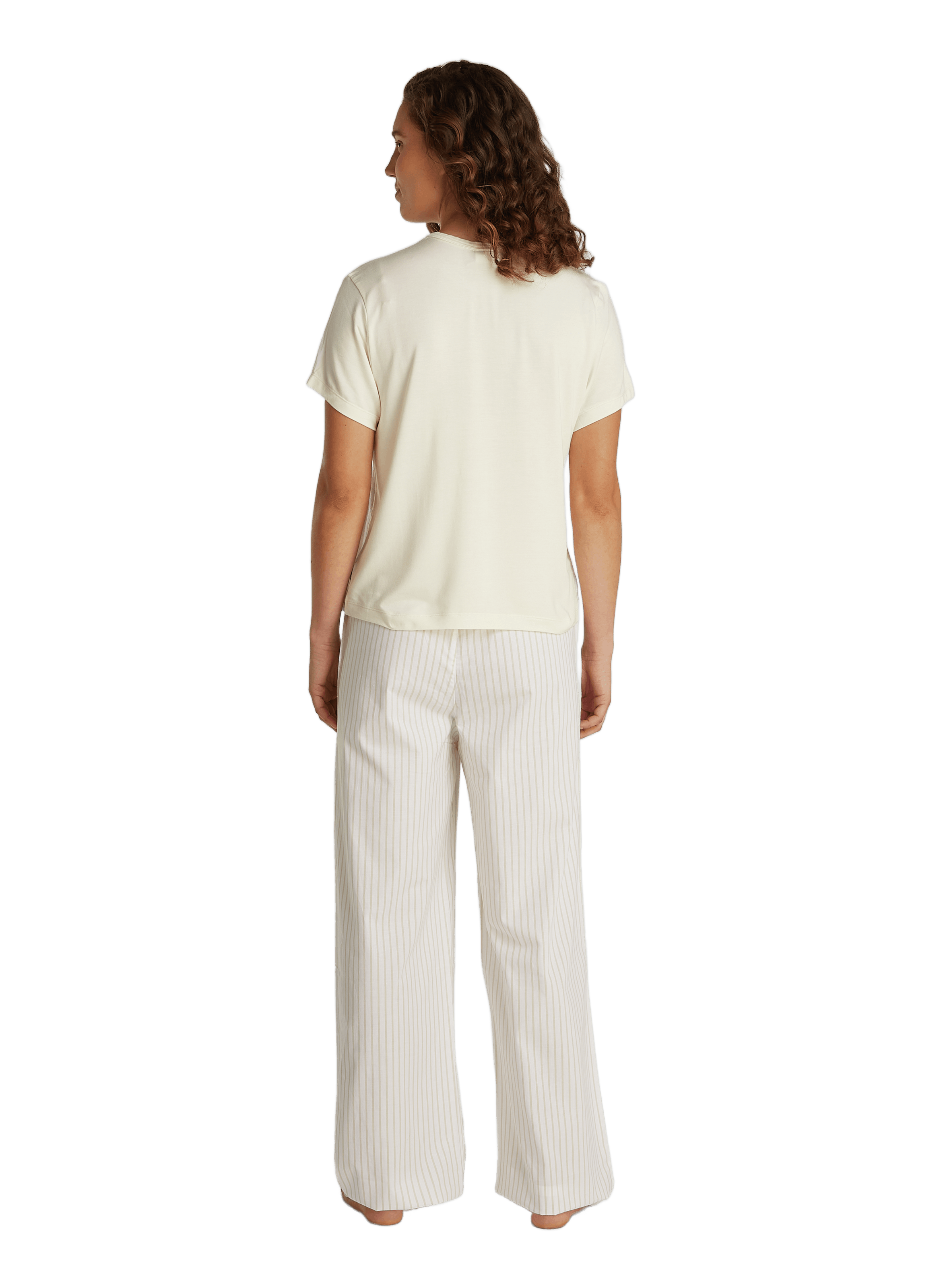 Straight round-neck T-shirt Beige