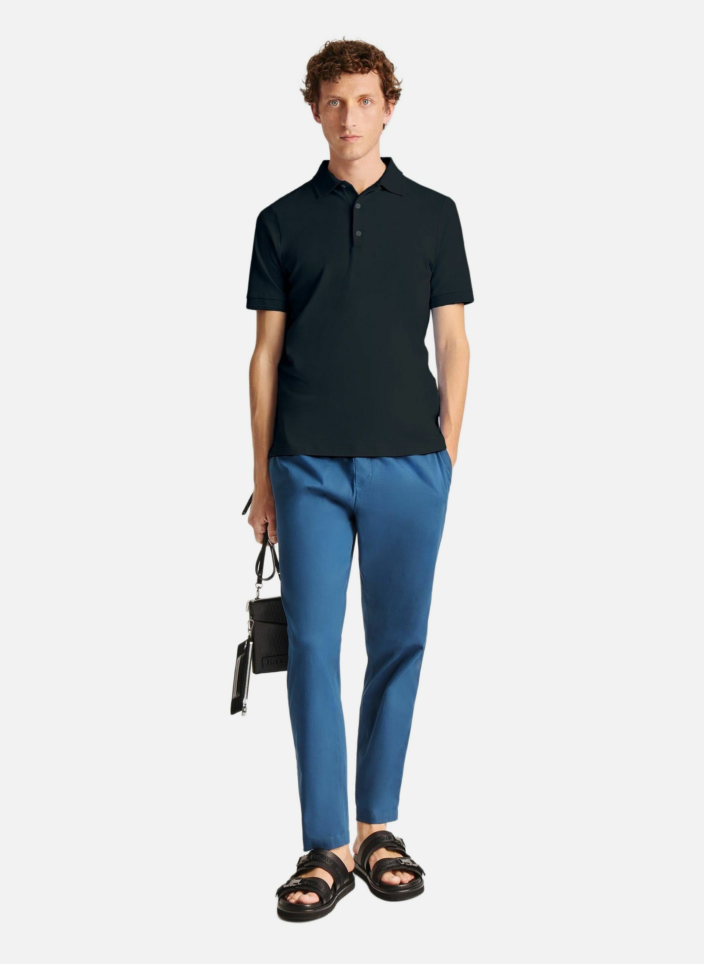 Polo manches courtes gabin col chemise coupe regular FUSALP Noir
