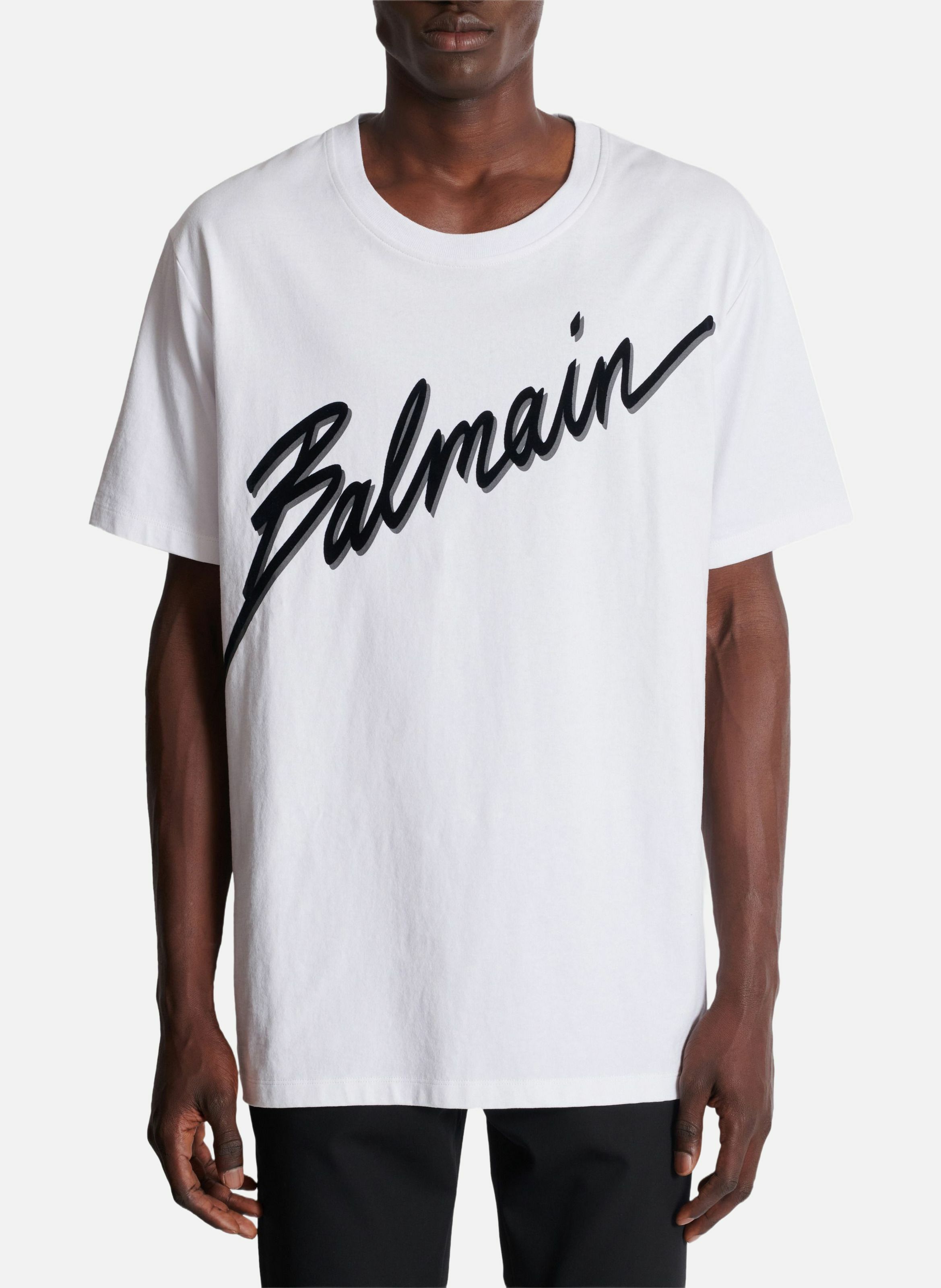 T-shirt floqué balmain lettre BALMAIN Blanc