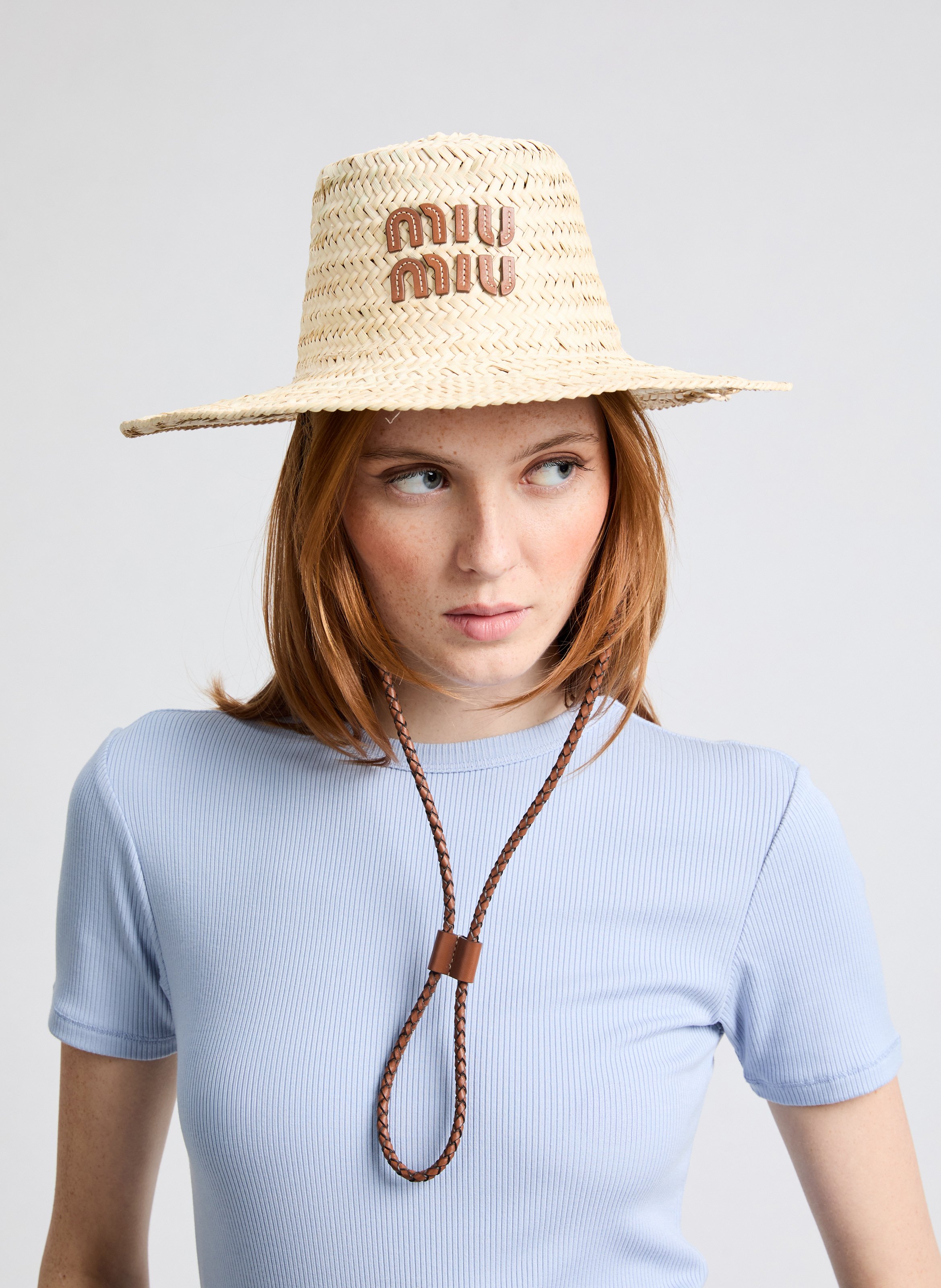MIU MIU Palmetto Hat Beige Cognac | eBay